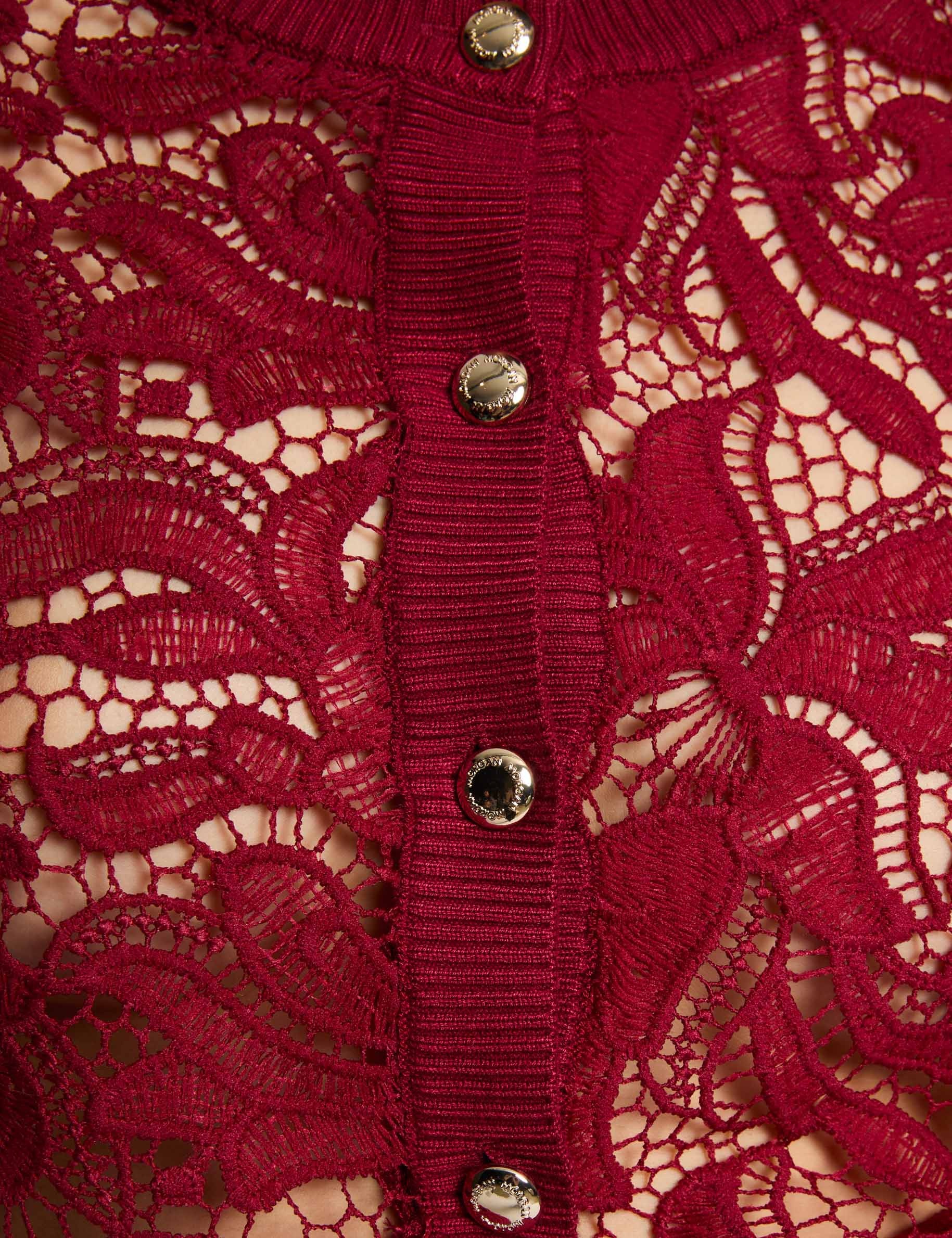 cardigan short sleeves dark red women null