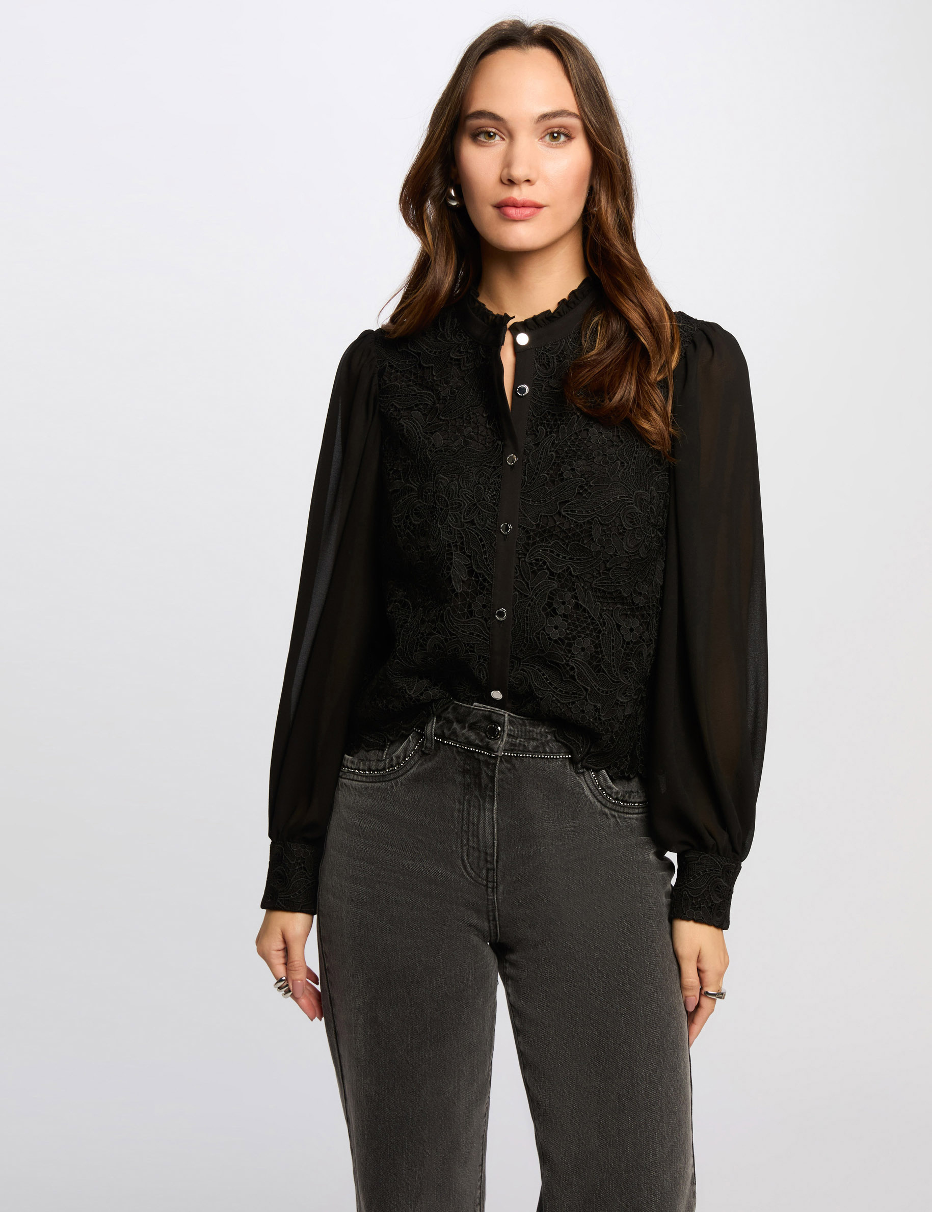 Long-sleeved shirt black women