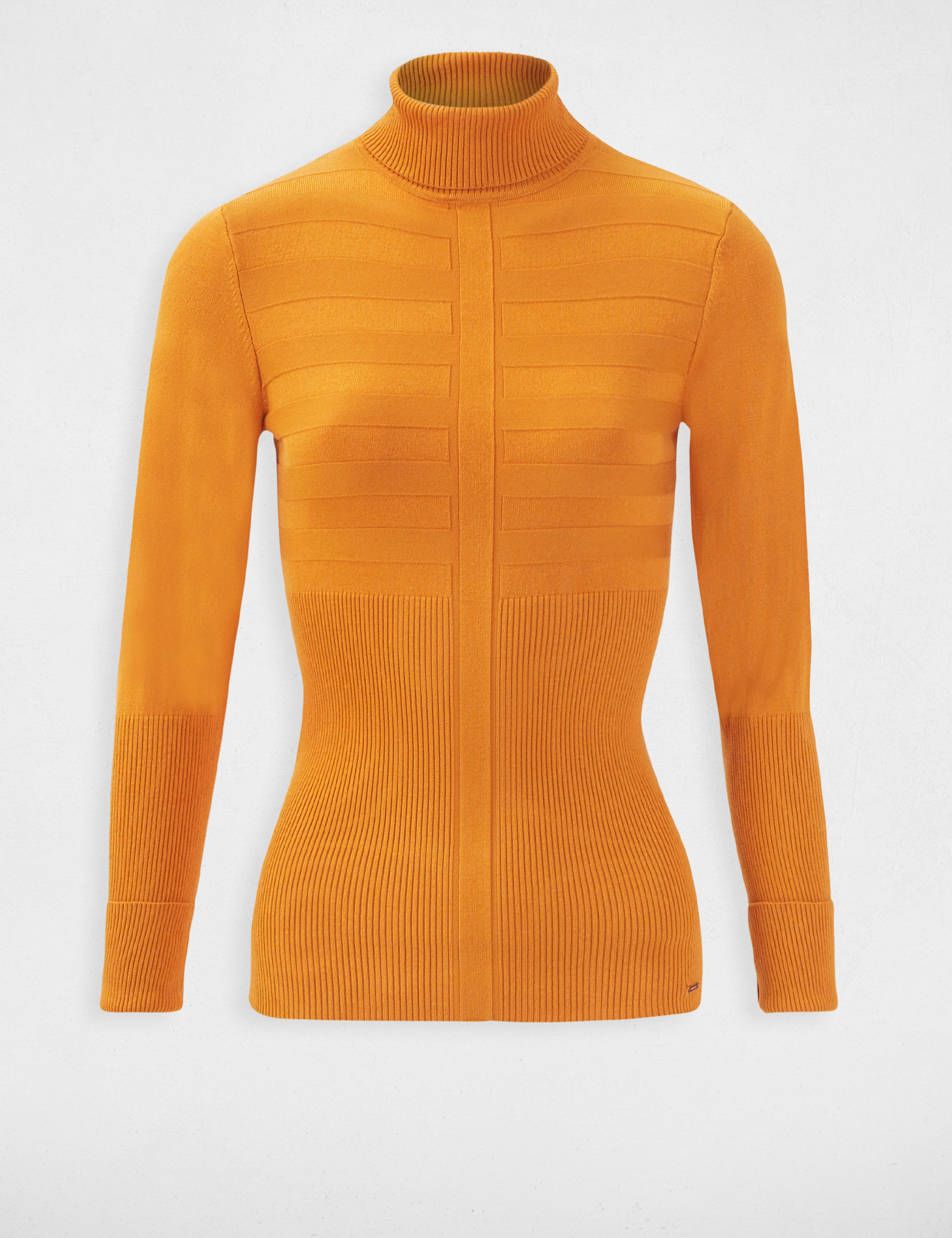 Long-sleeved jumper turtleneck mustard women