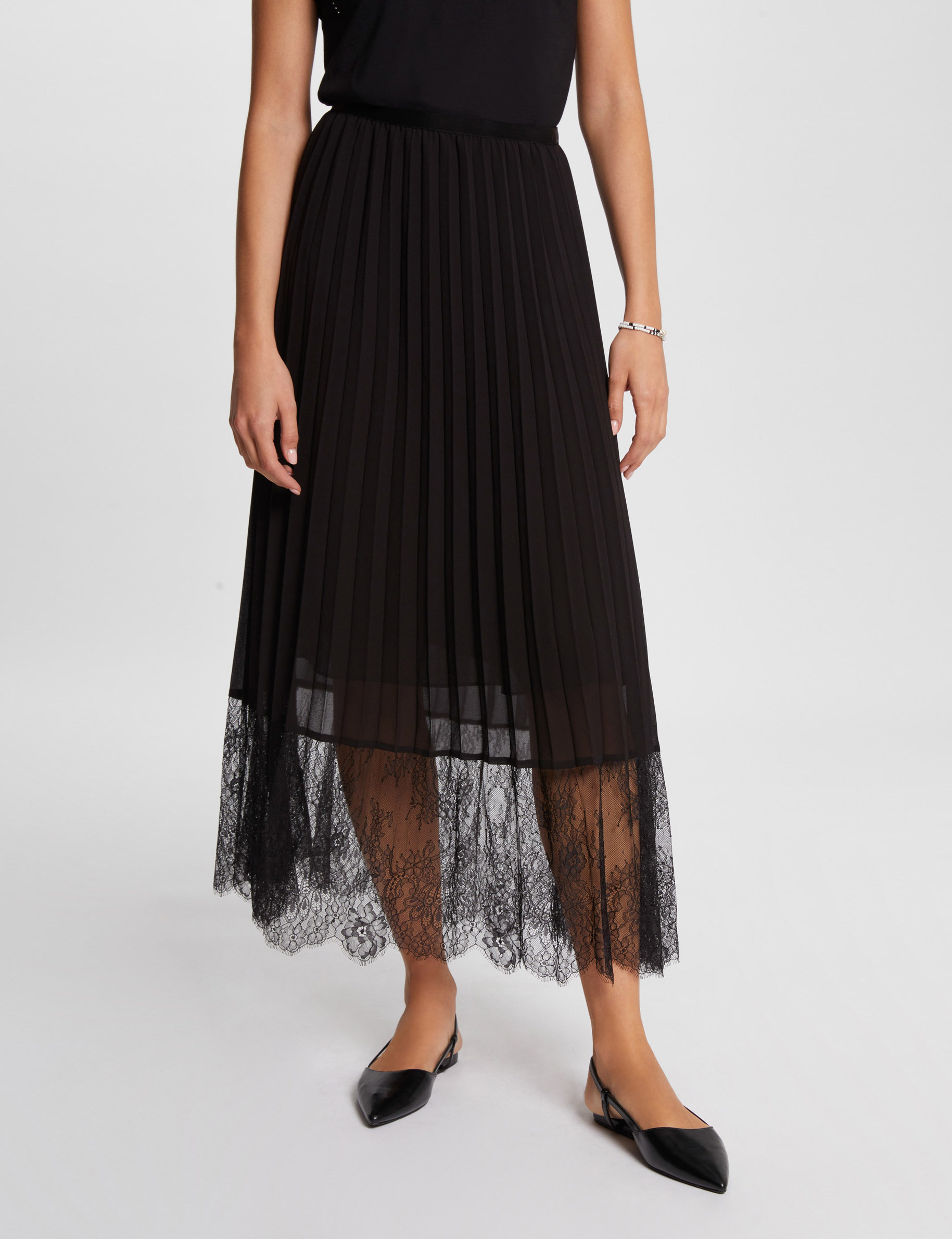 Black a line pleated skirt best sale