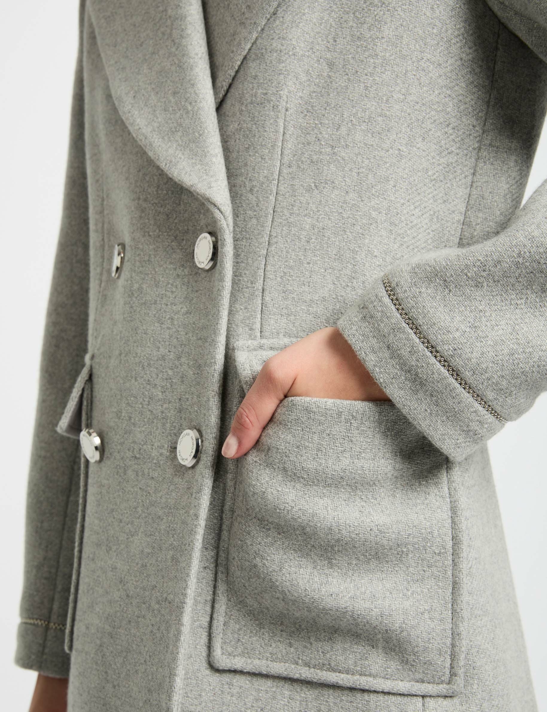 Straight buttoned coat light grey women