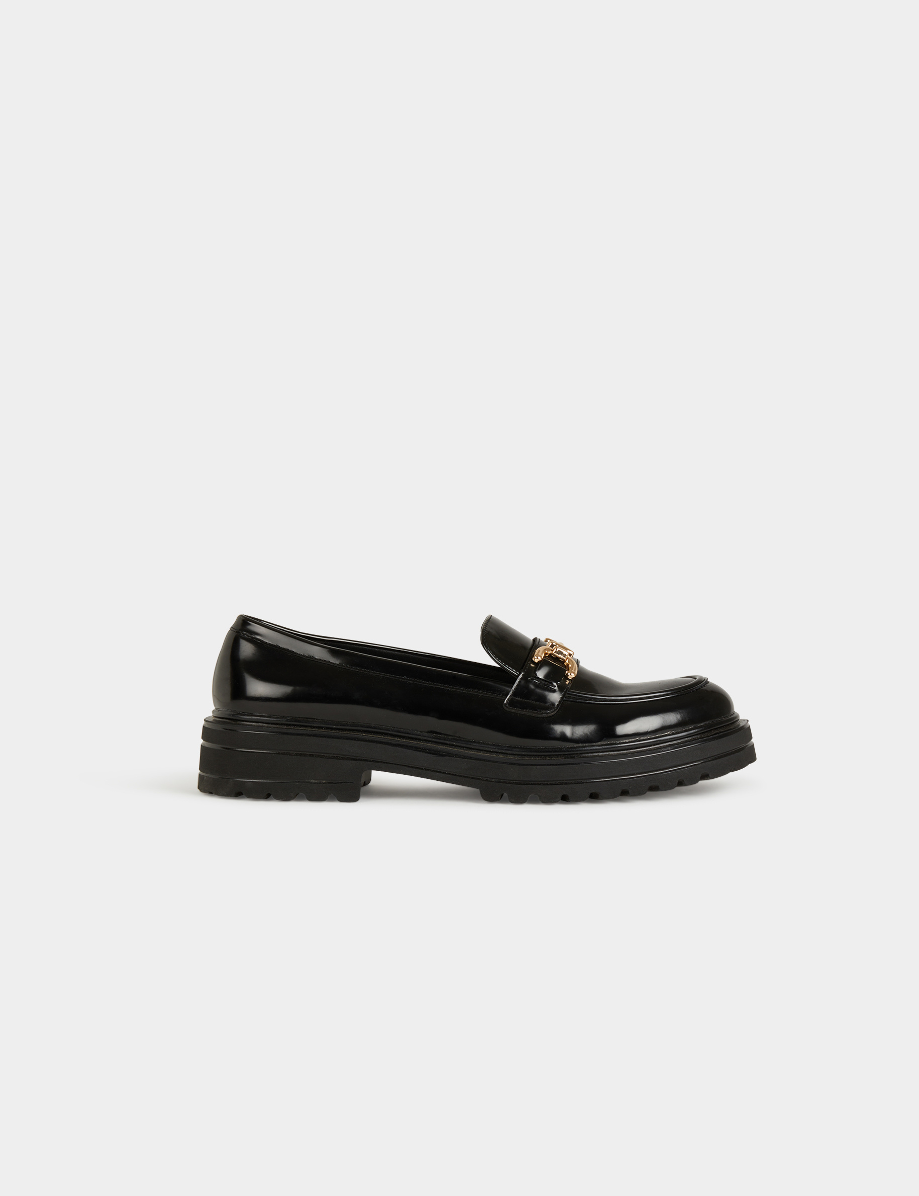 Patent loafers with buckles black women