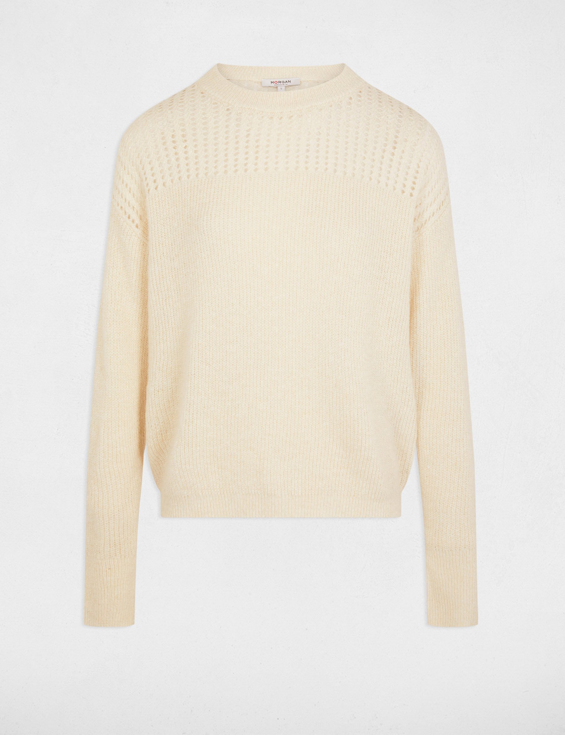 Jumper openwork details ivory women