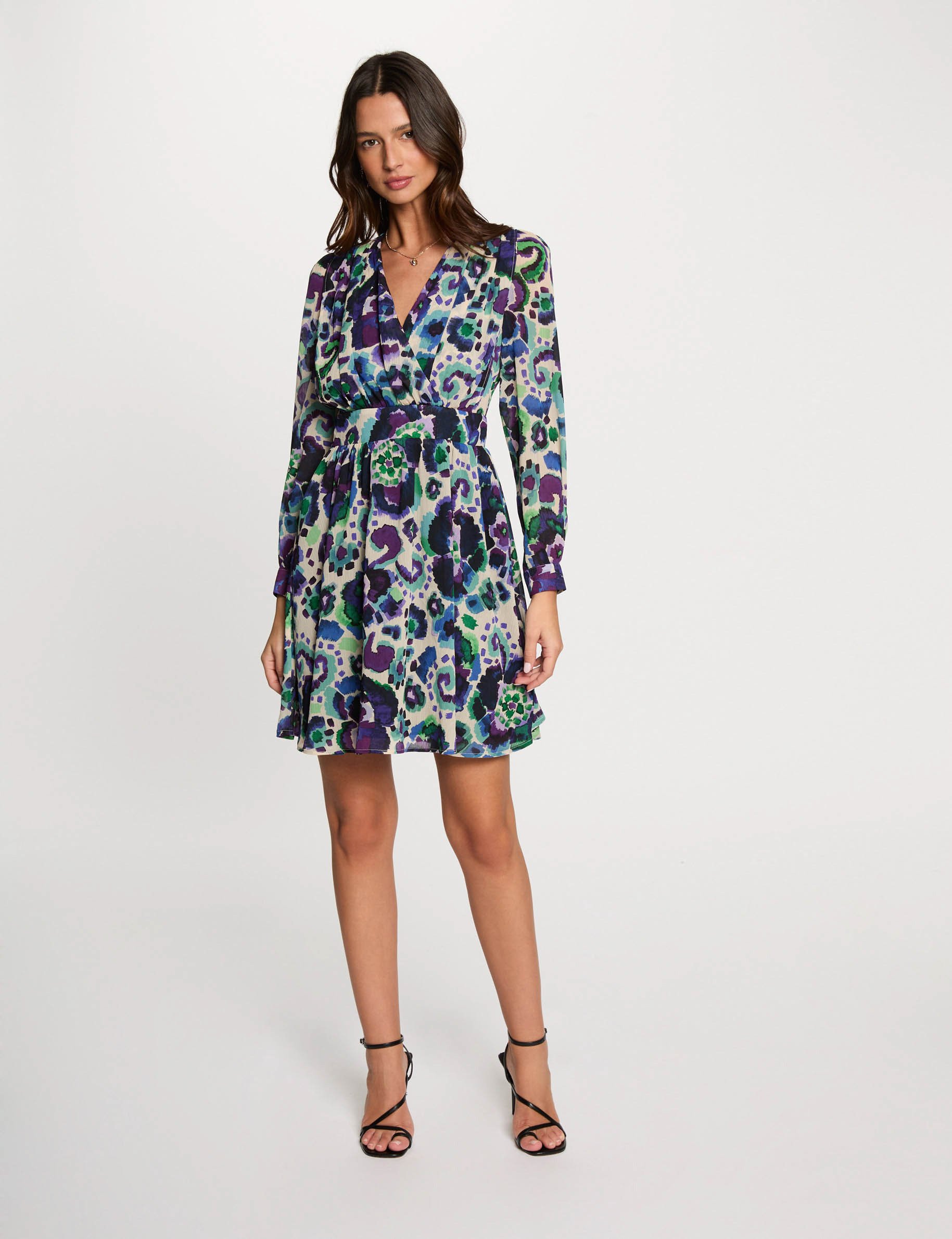 printed mini a line dress multicolor women Printed mini A-line dress multicolor women