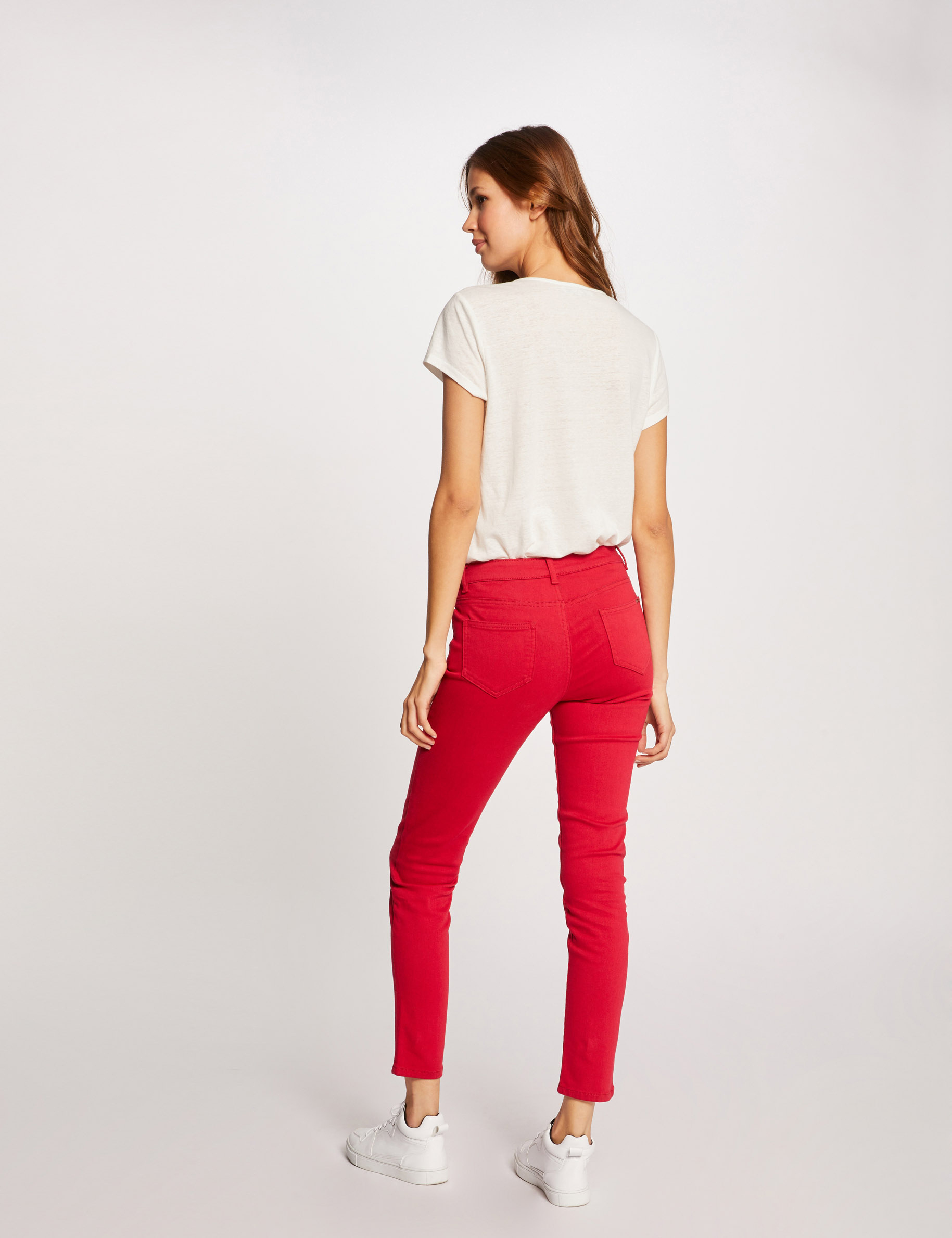 Low waist skinny trousers red women