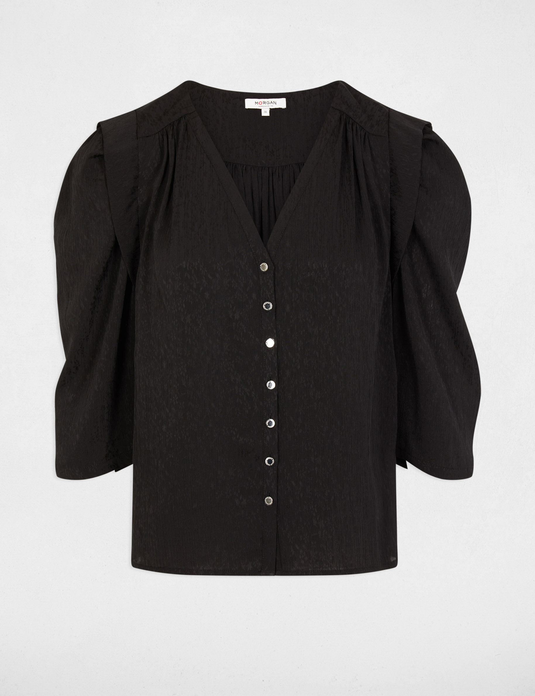 3/4-length sleeved shirt black women