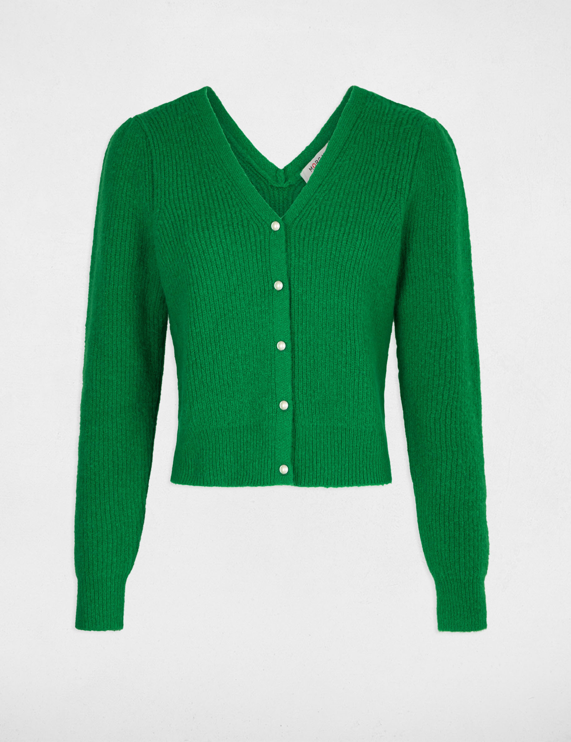 Long-sleeved cardigan V-neck green women