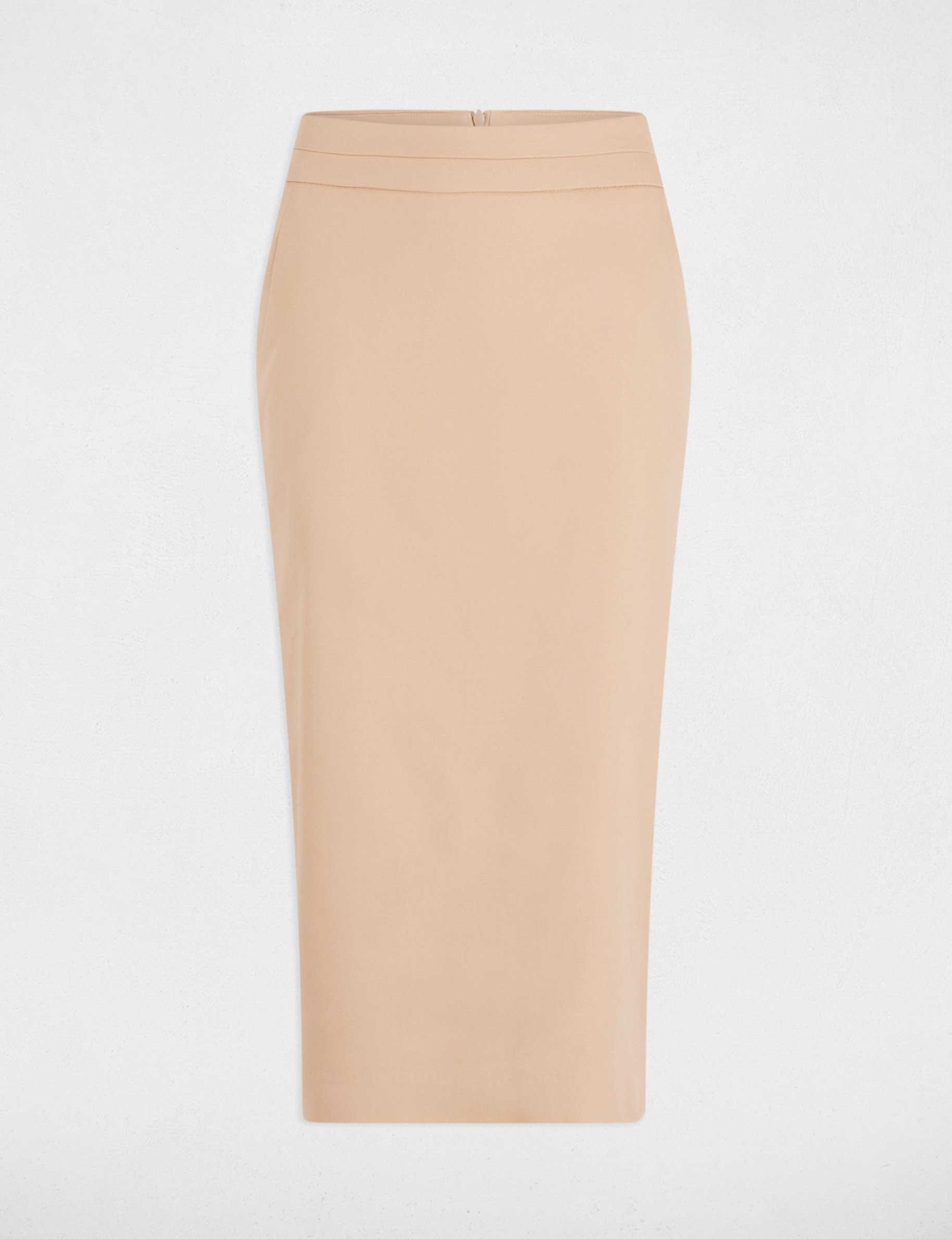 Knee-length pencil skirt light brown women