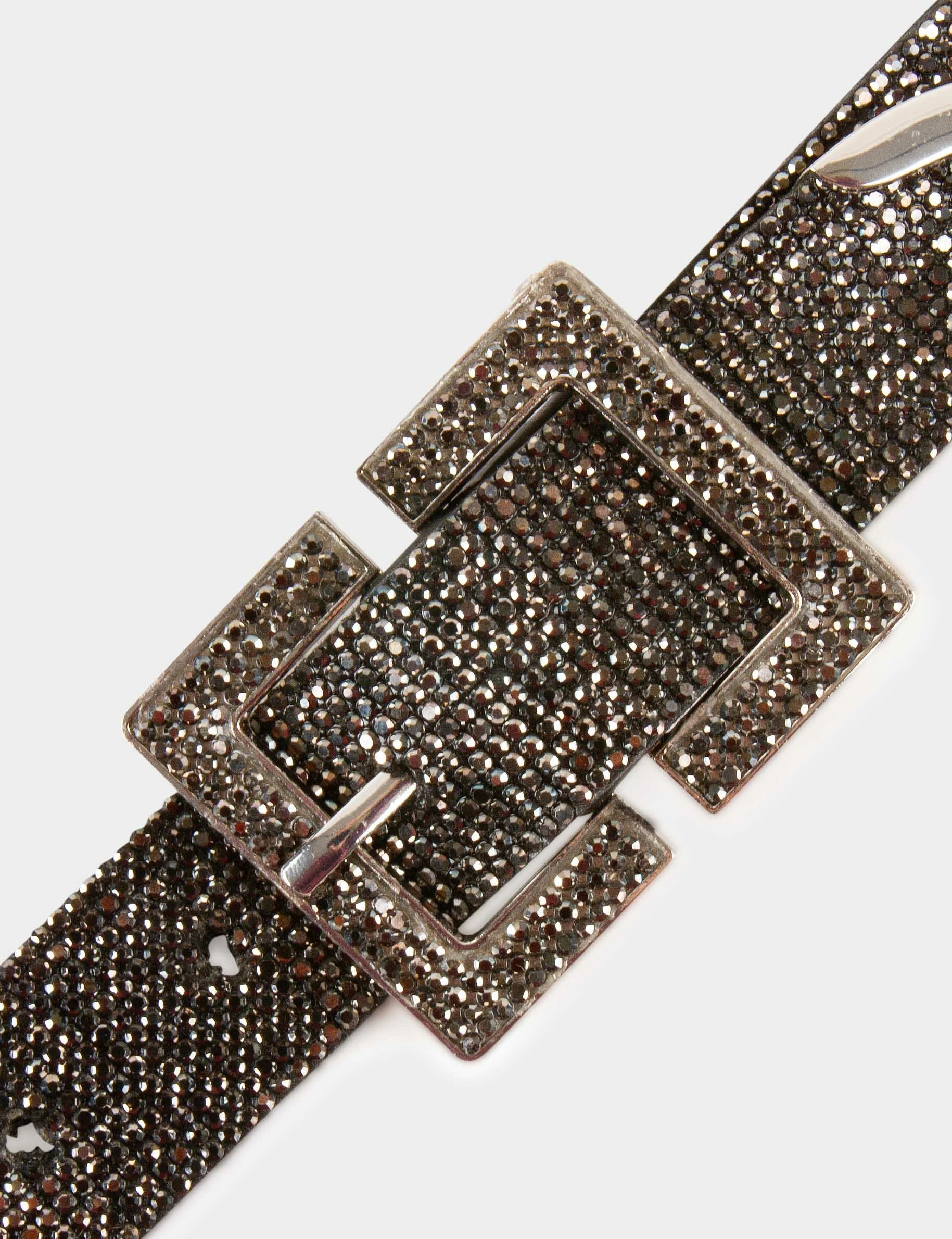 Belt with rhinestones light grey women