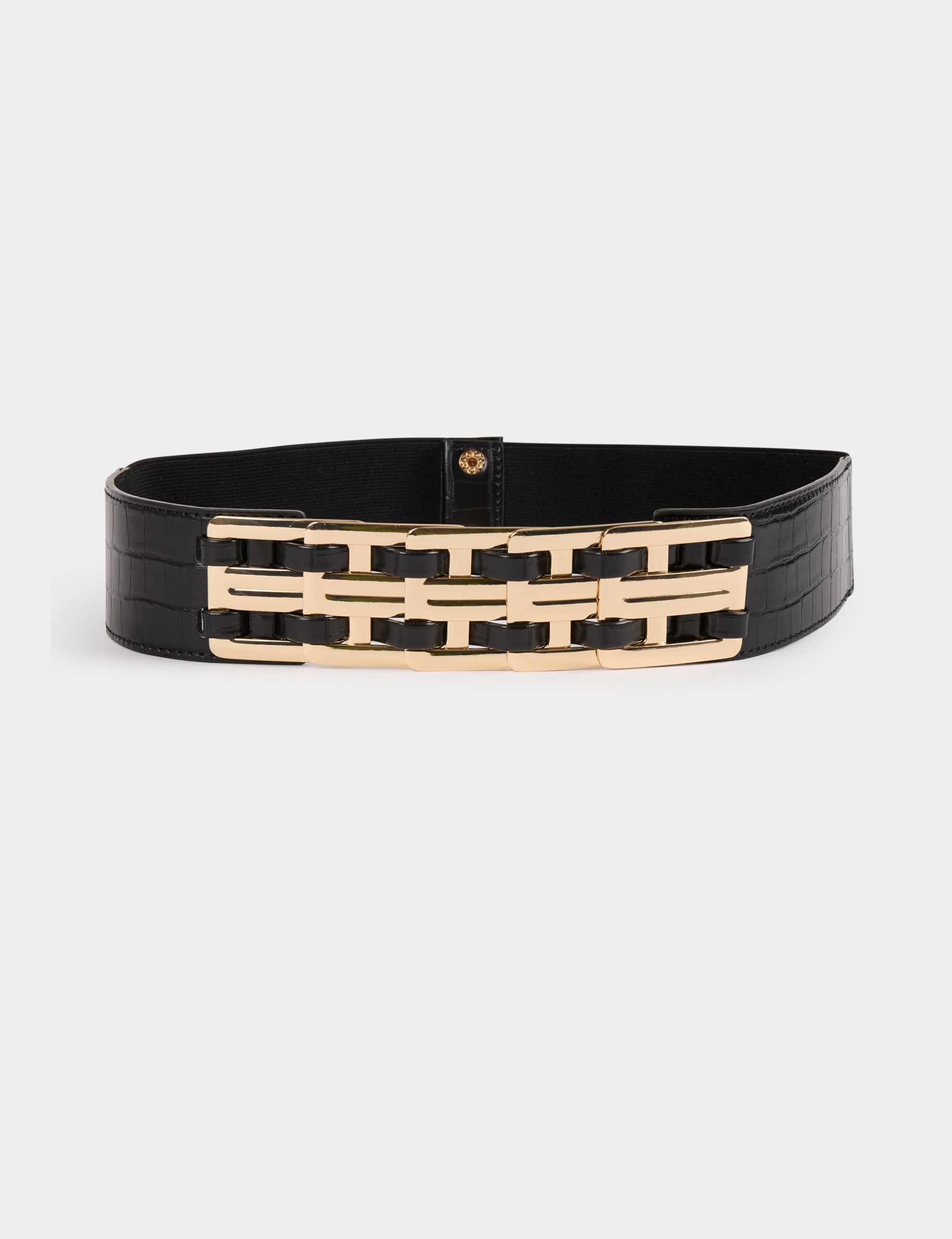 Elasticised belt with buckles black women