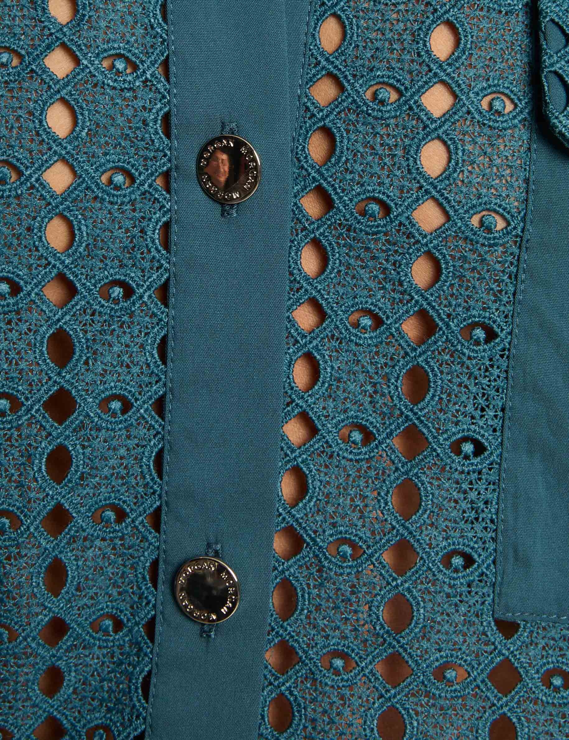 short sleeved shirt petroleum blue women null