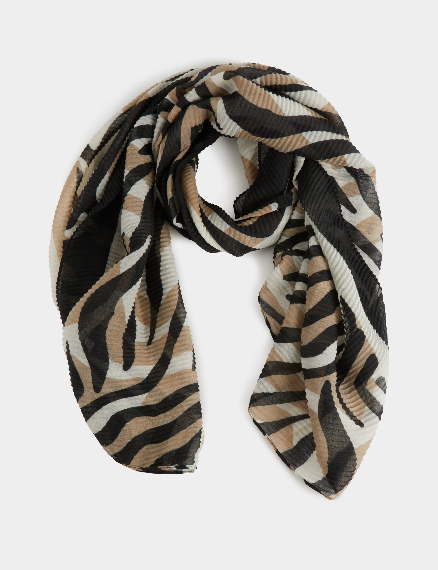 Foulard imprimé plissé noir femme