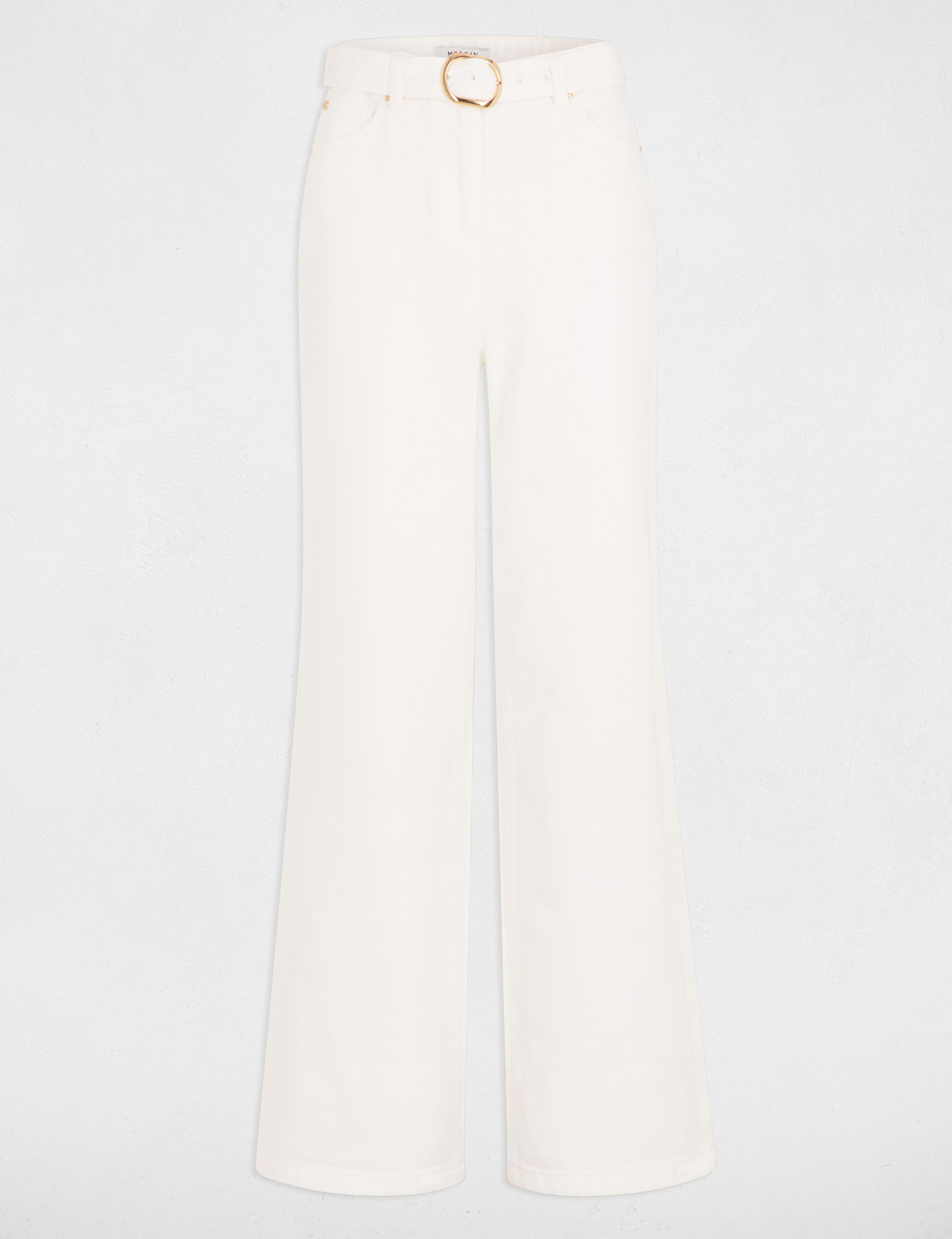 Belted wide leg jeans white women