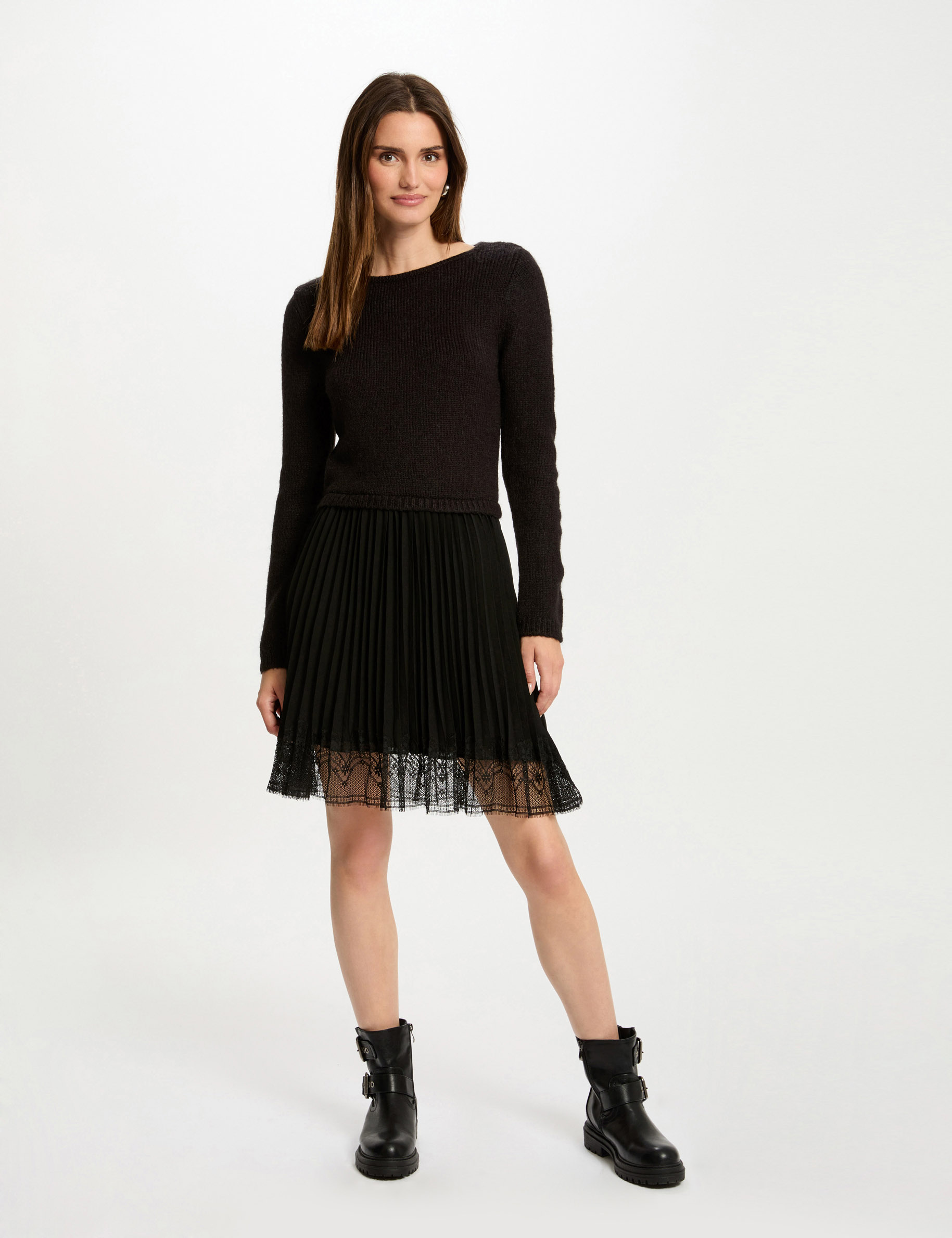 Fitted mini knitted dress black women