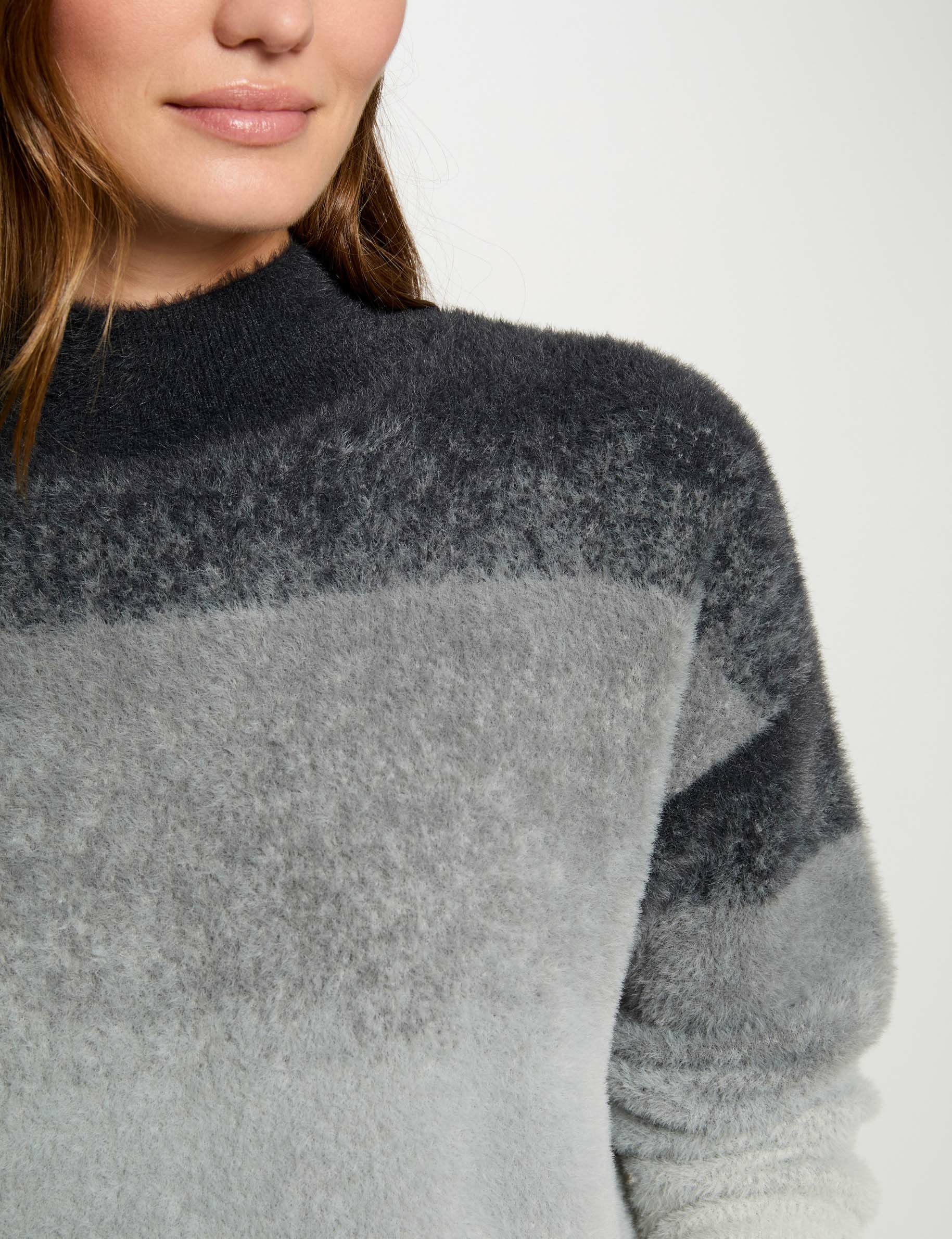 Jumper high collar mid-grey women