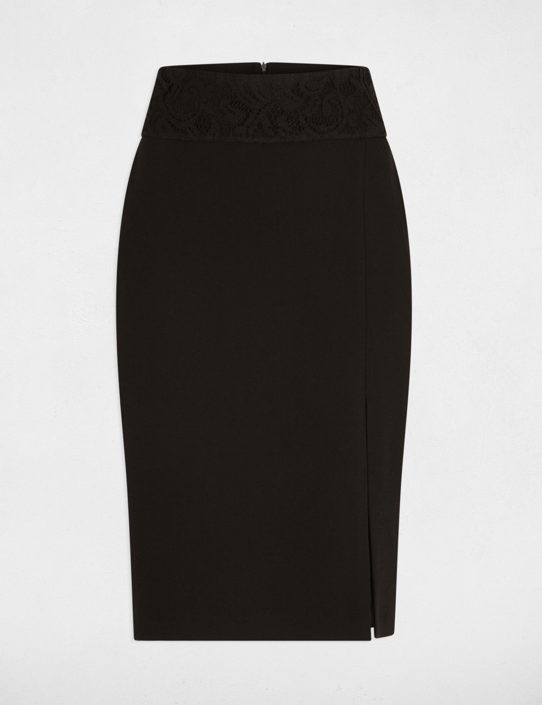 Pencil skirt lace waistline black women