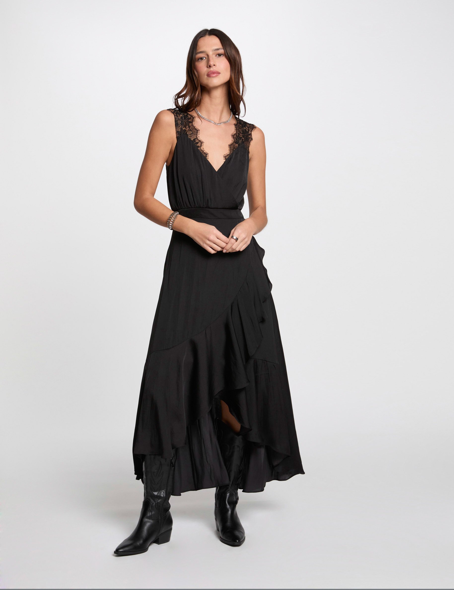 Maxi loose straight dress black women