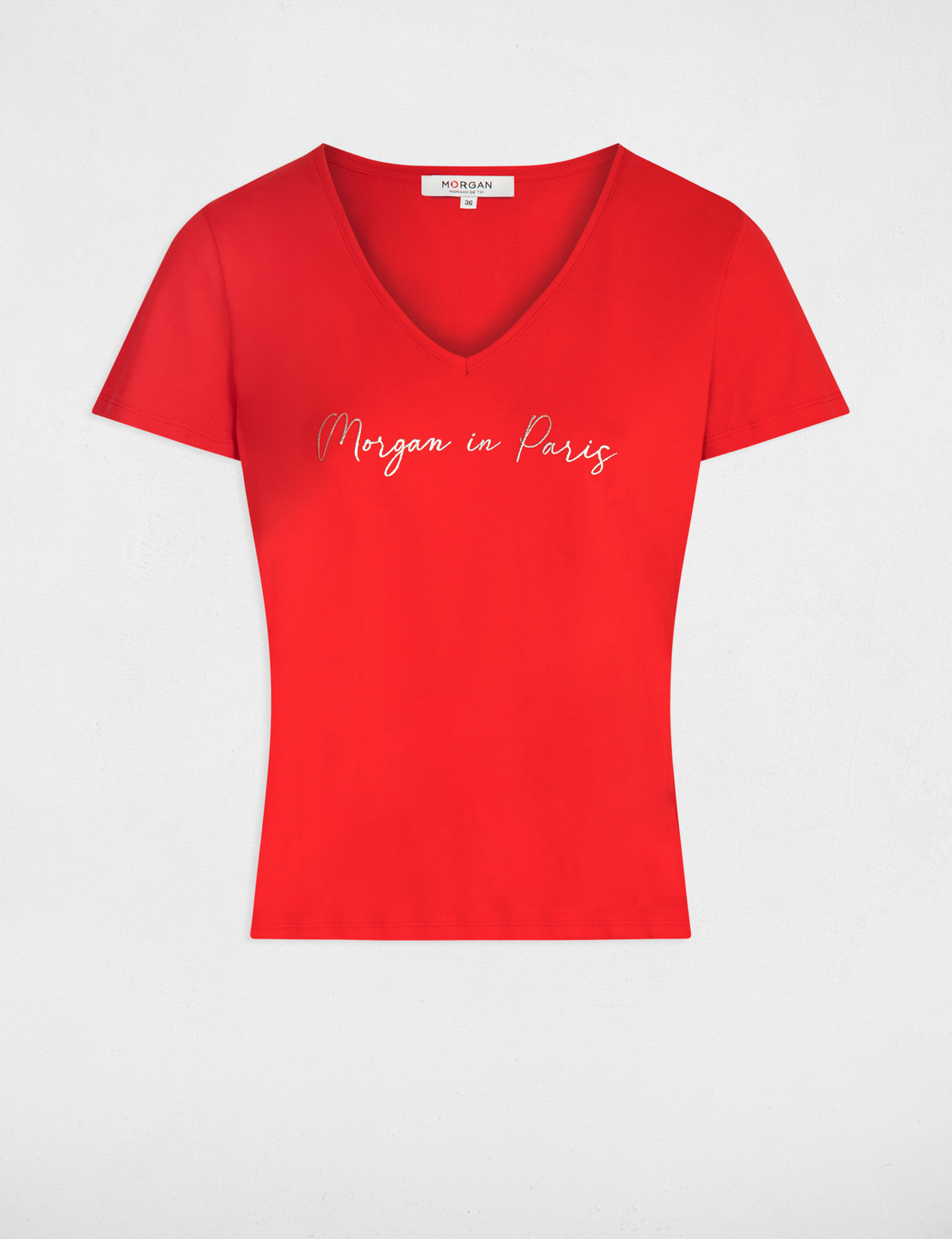 T-shirt with message red ladies'