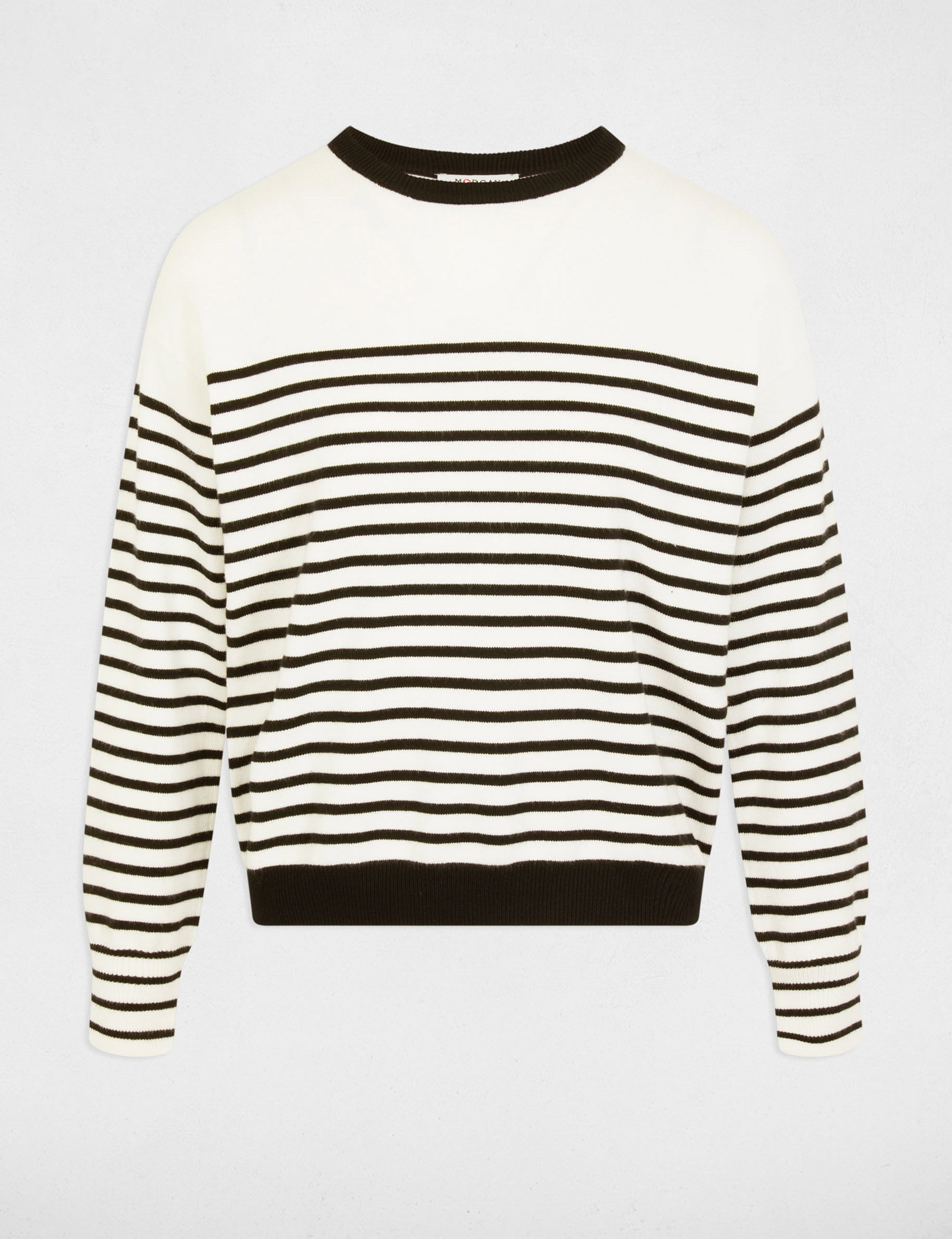 Striped jumper round neck white women