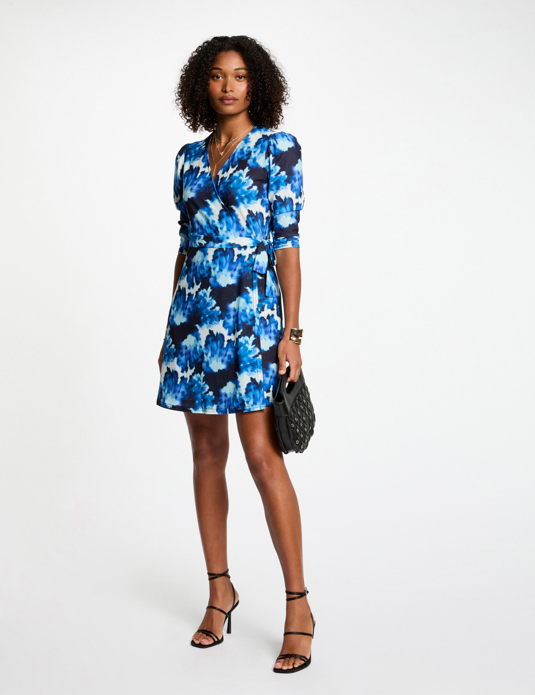 Printed fitted mini dress multicolor women