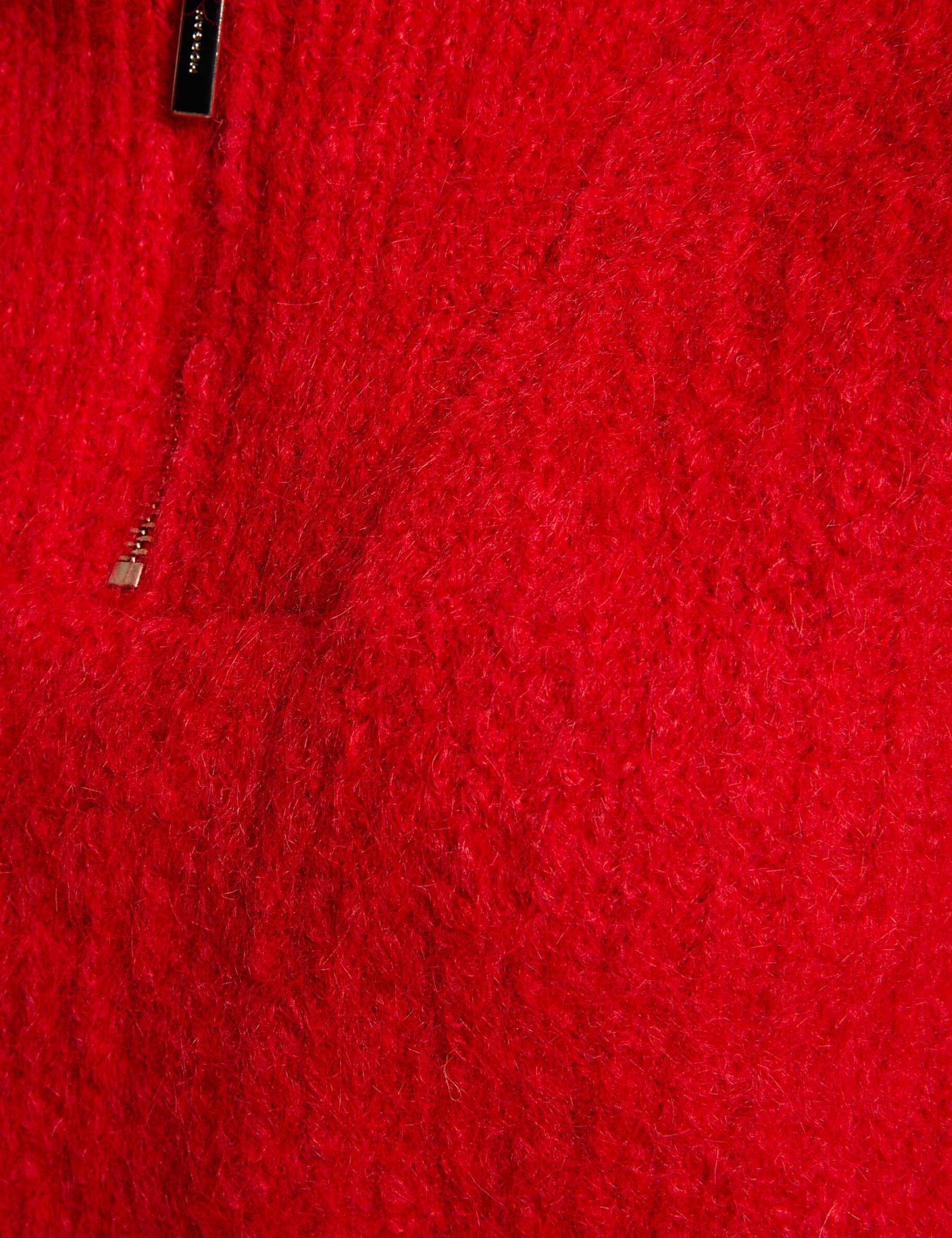 sweater with zip fastening red women null