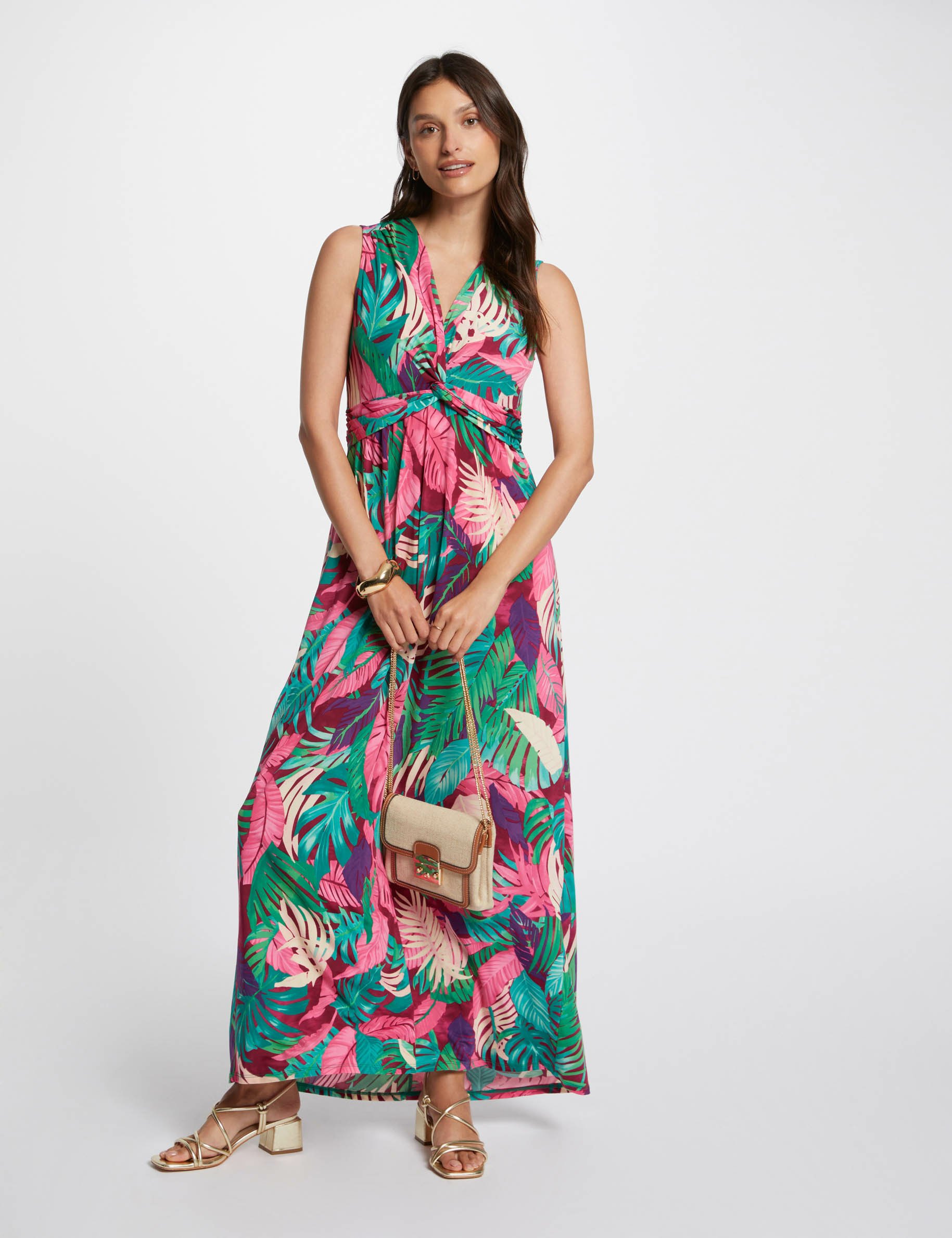 Printed loose maxi dress multicolored women