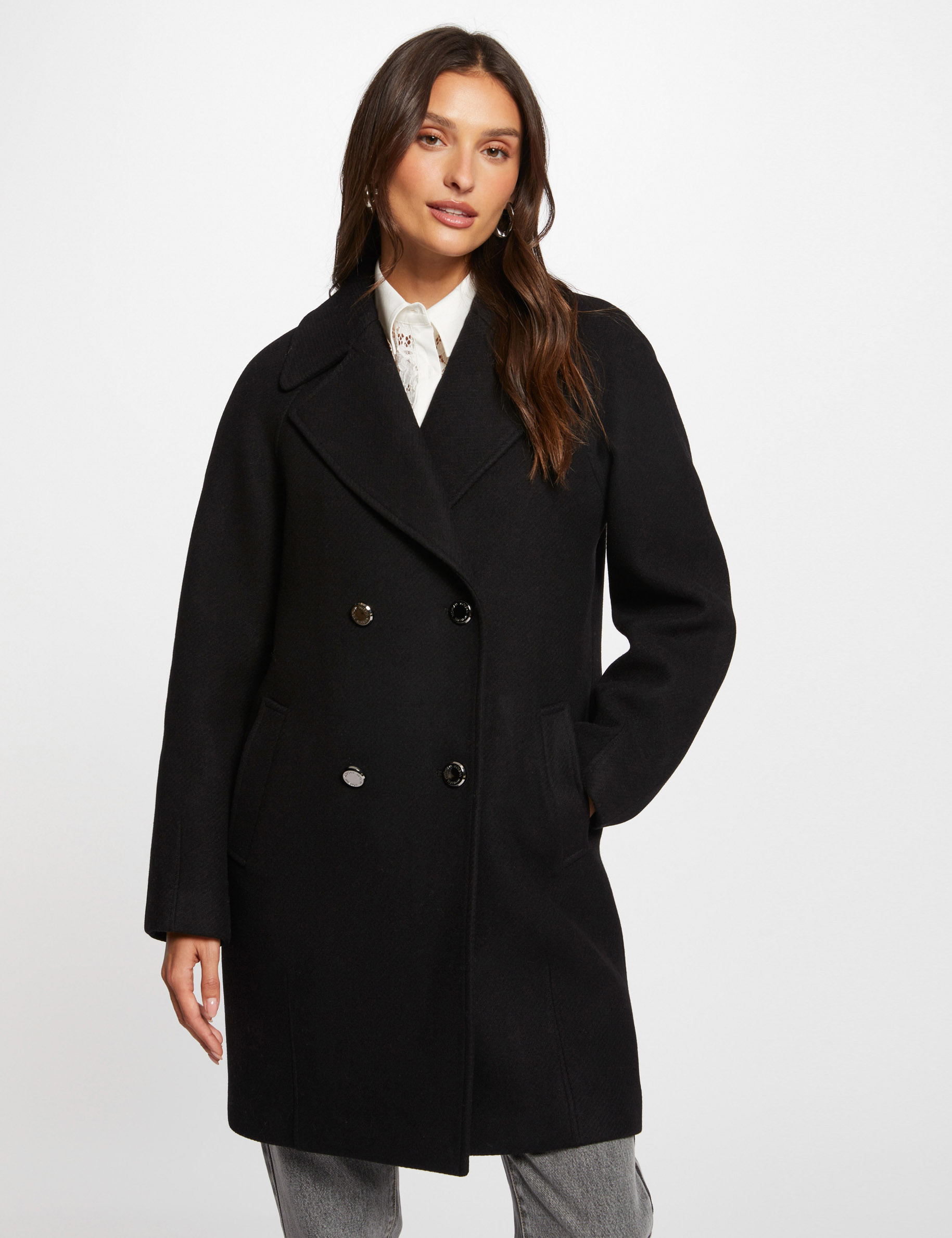 Long loose coat black women