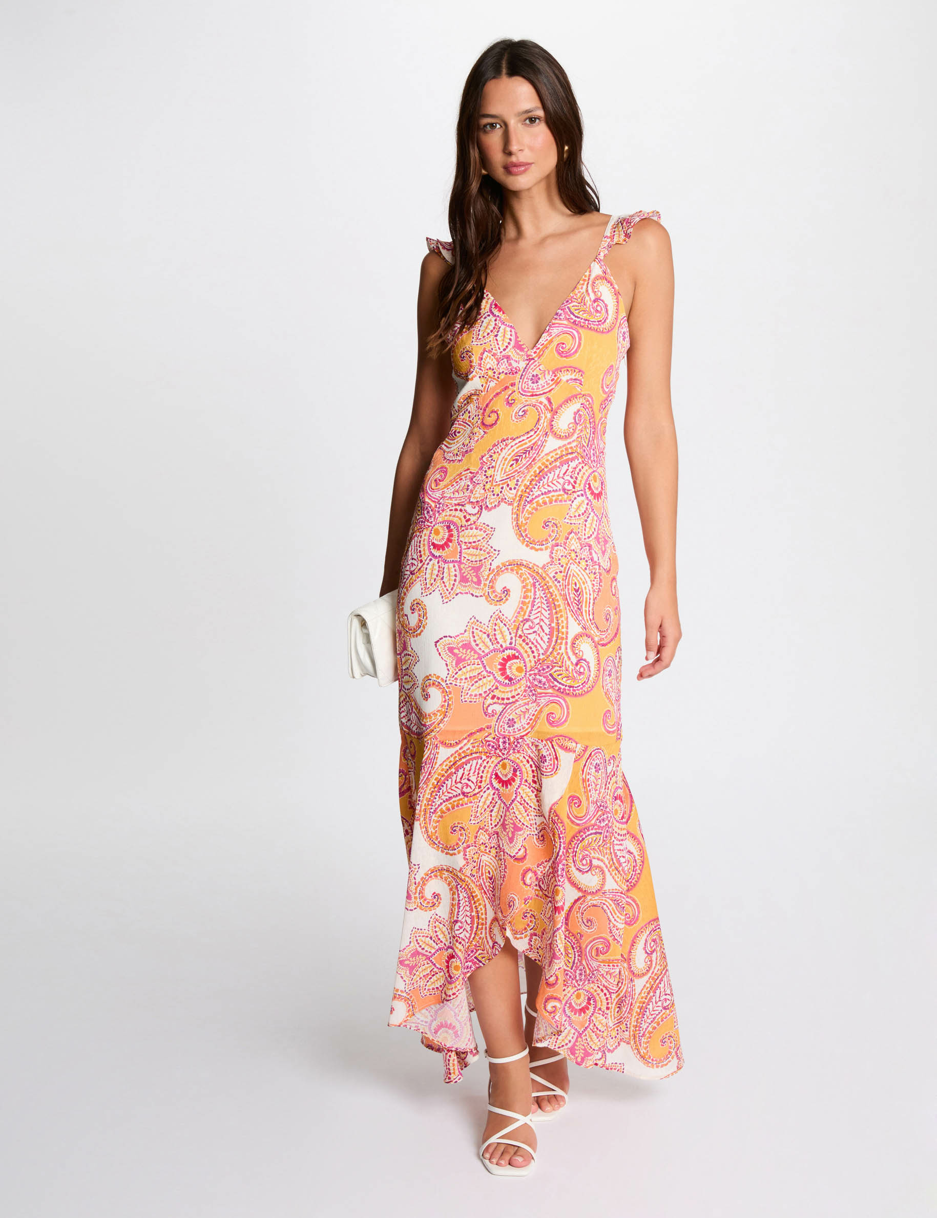 Printed maxi fitted dress multicolored women