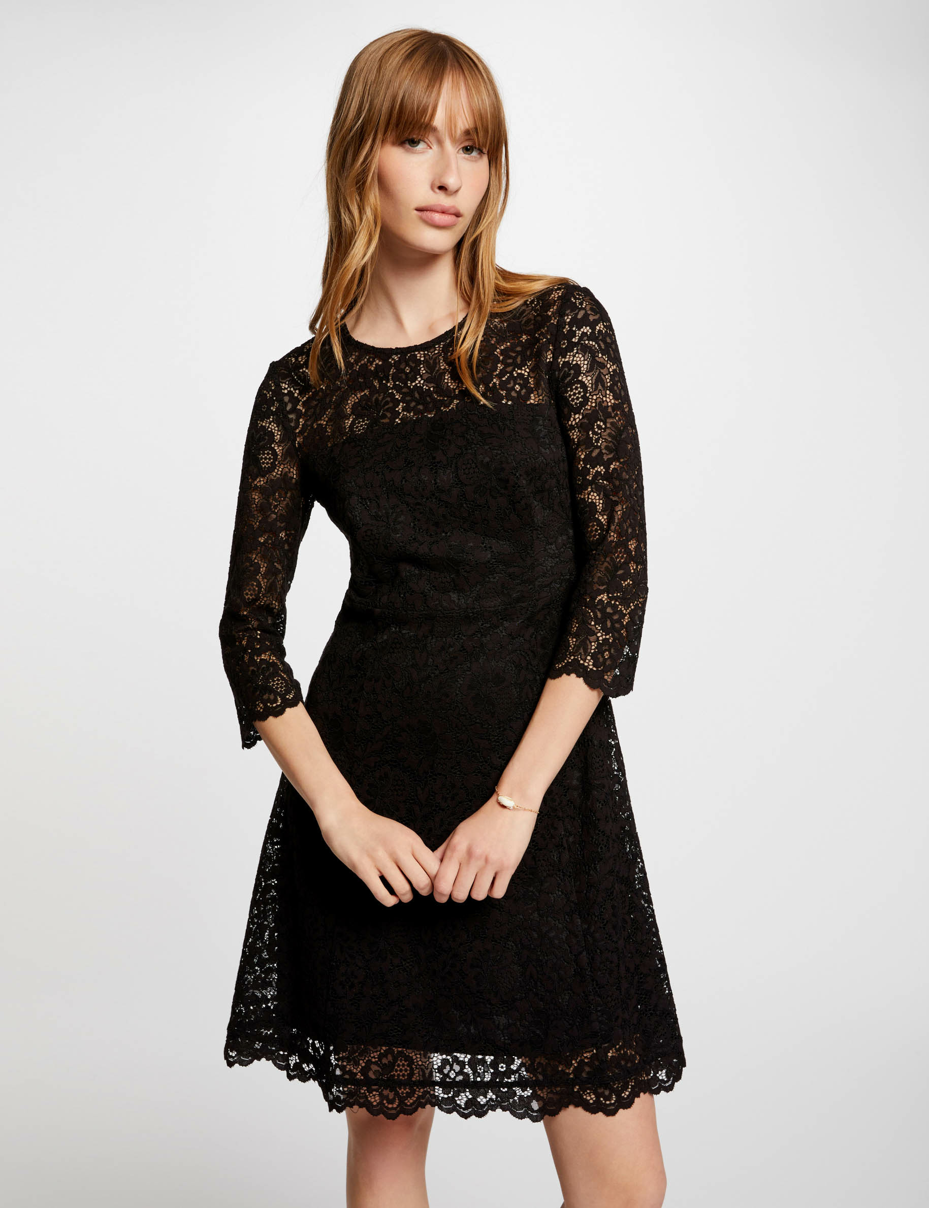 Mini skater lace dress black women