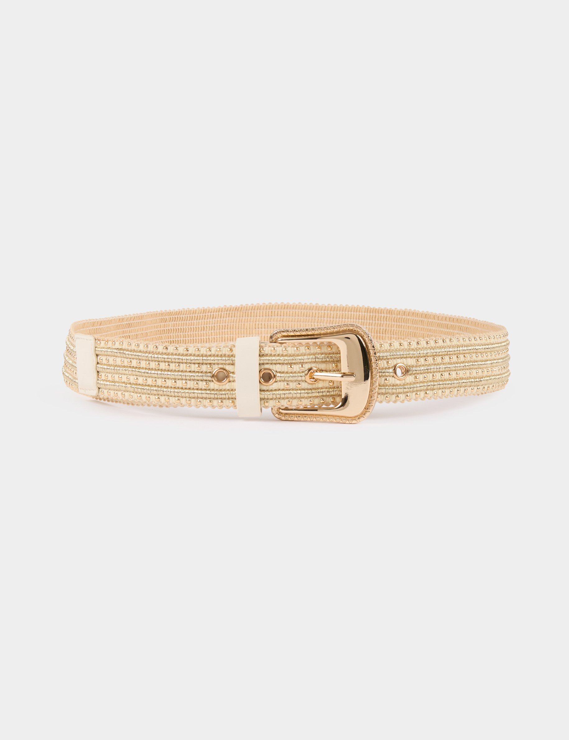 Belt with studs ivory women