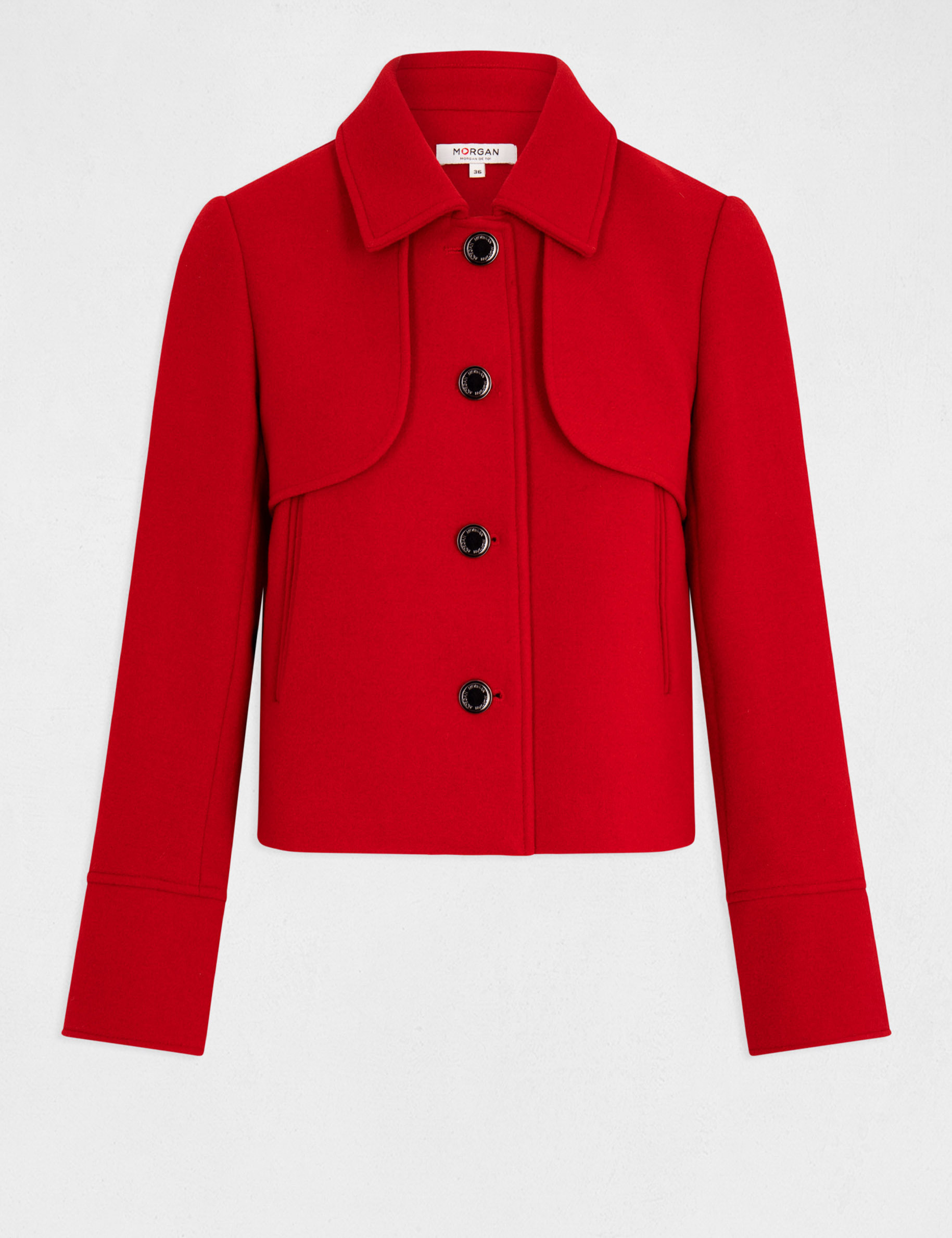 Short straight buttoned coat red ladies Morgan