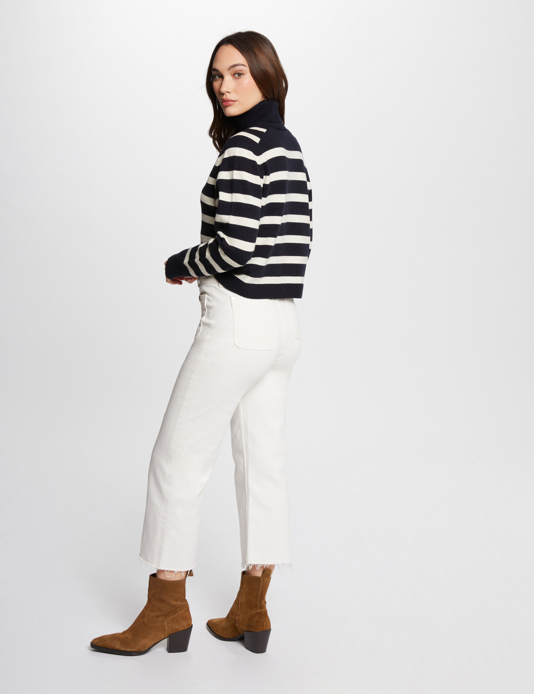 Stripped jumper turtleneck navy women