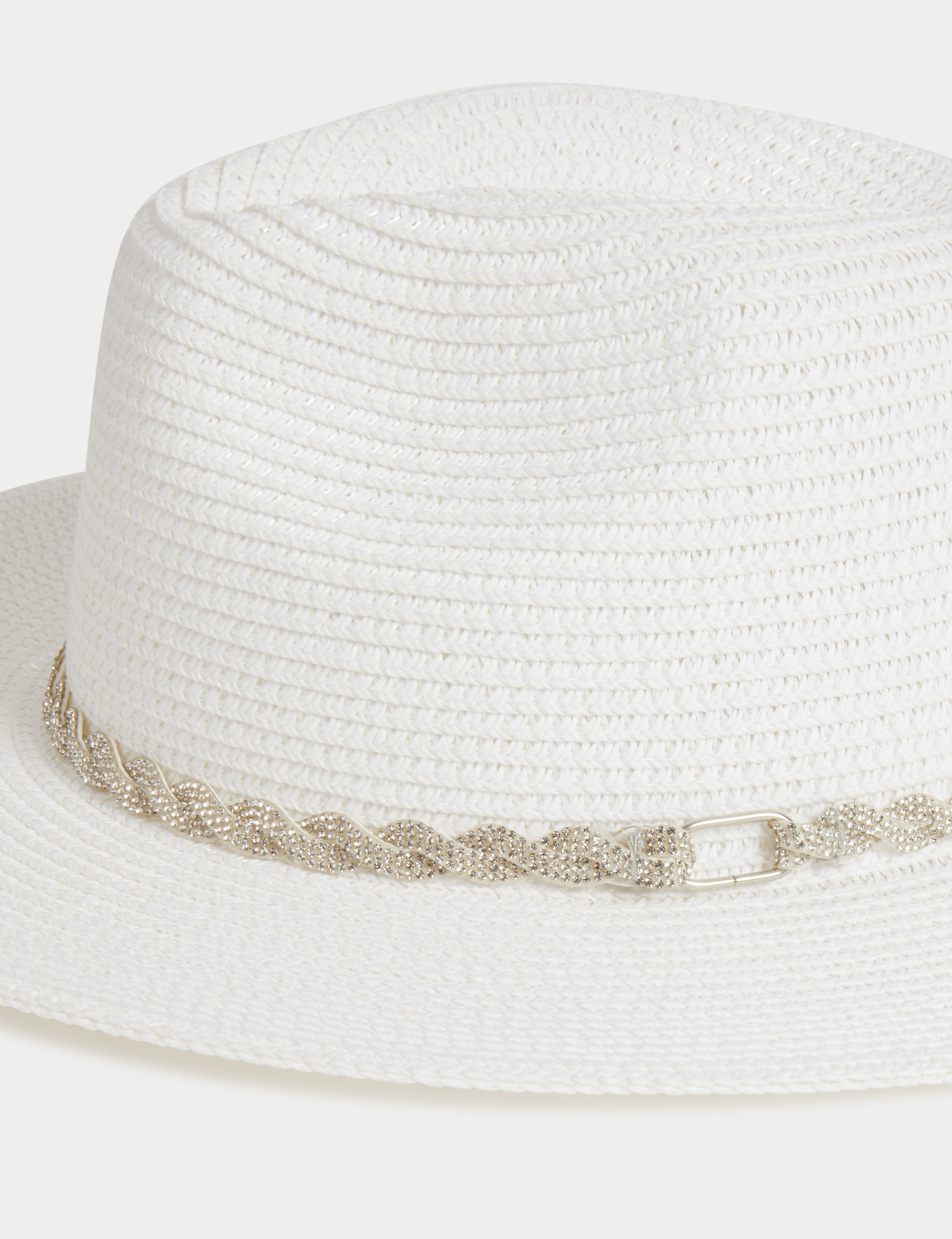 Braided hat with rhinestones white women