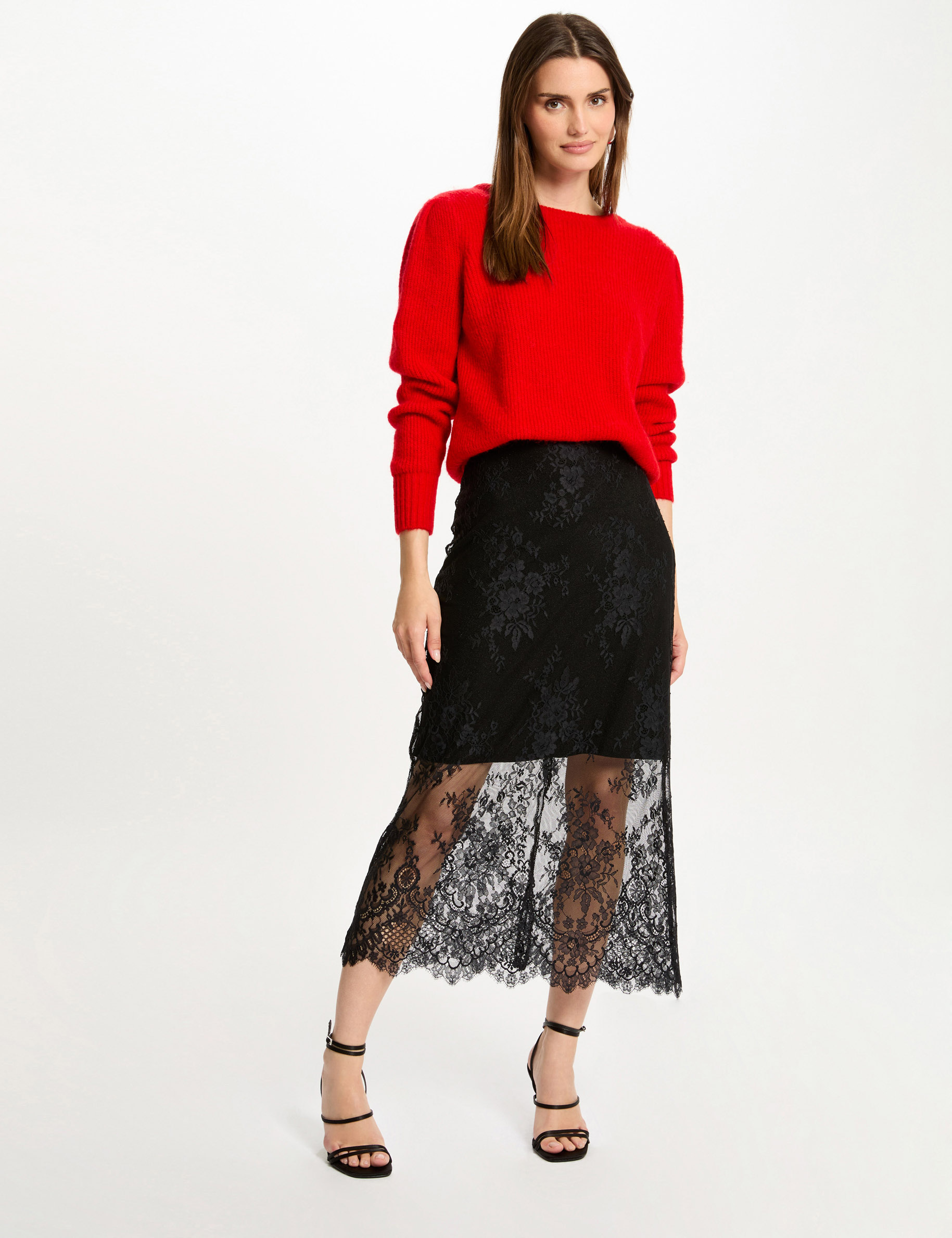 Maxi lace skirt black women