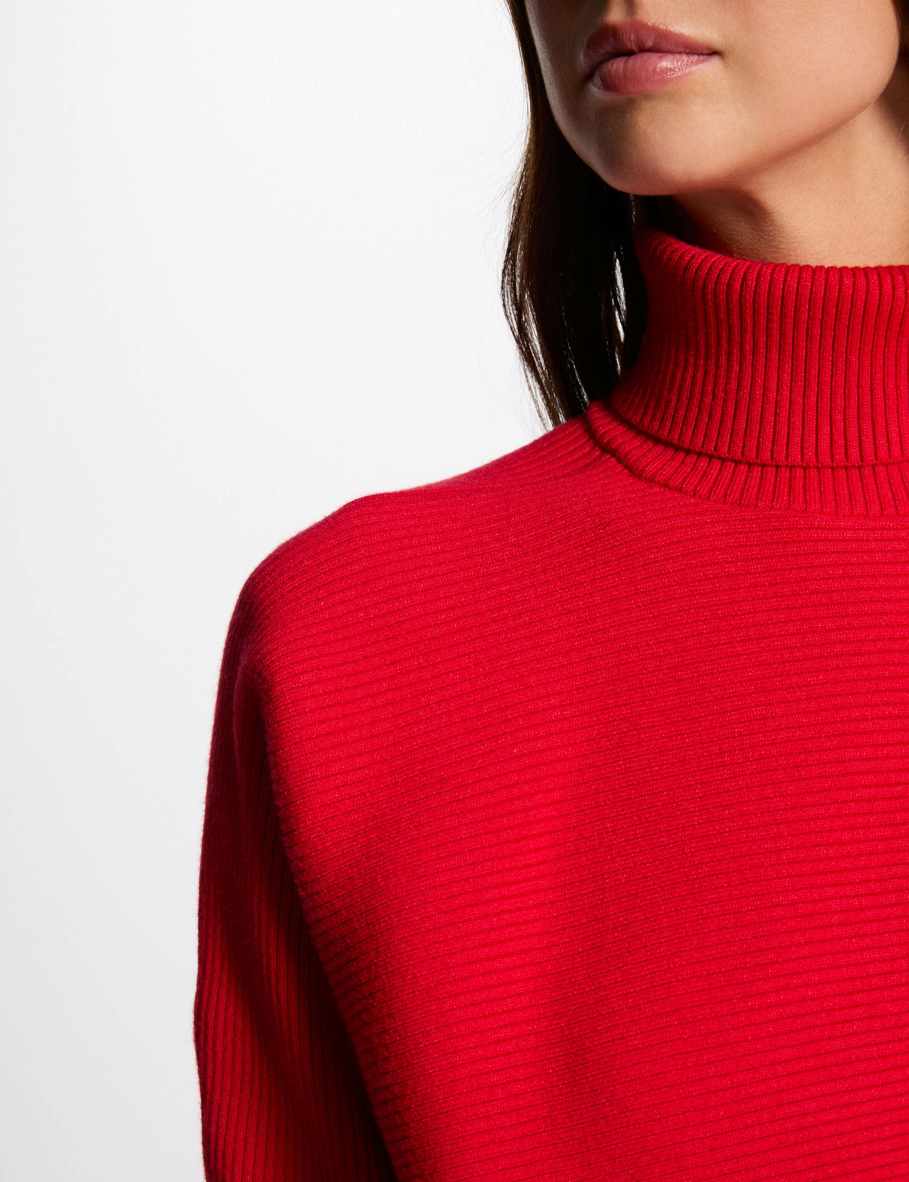 Long-sleeved jumper wrap-over effect red women