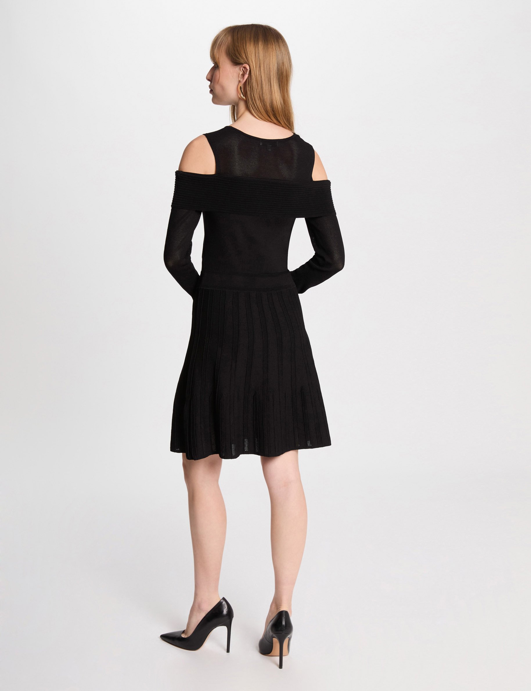 A-line mini knitted dress black women