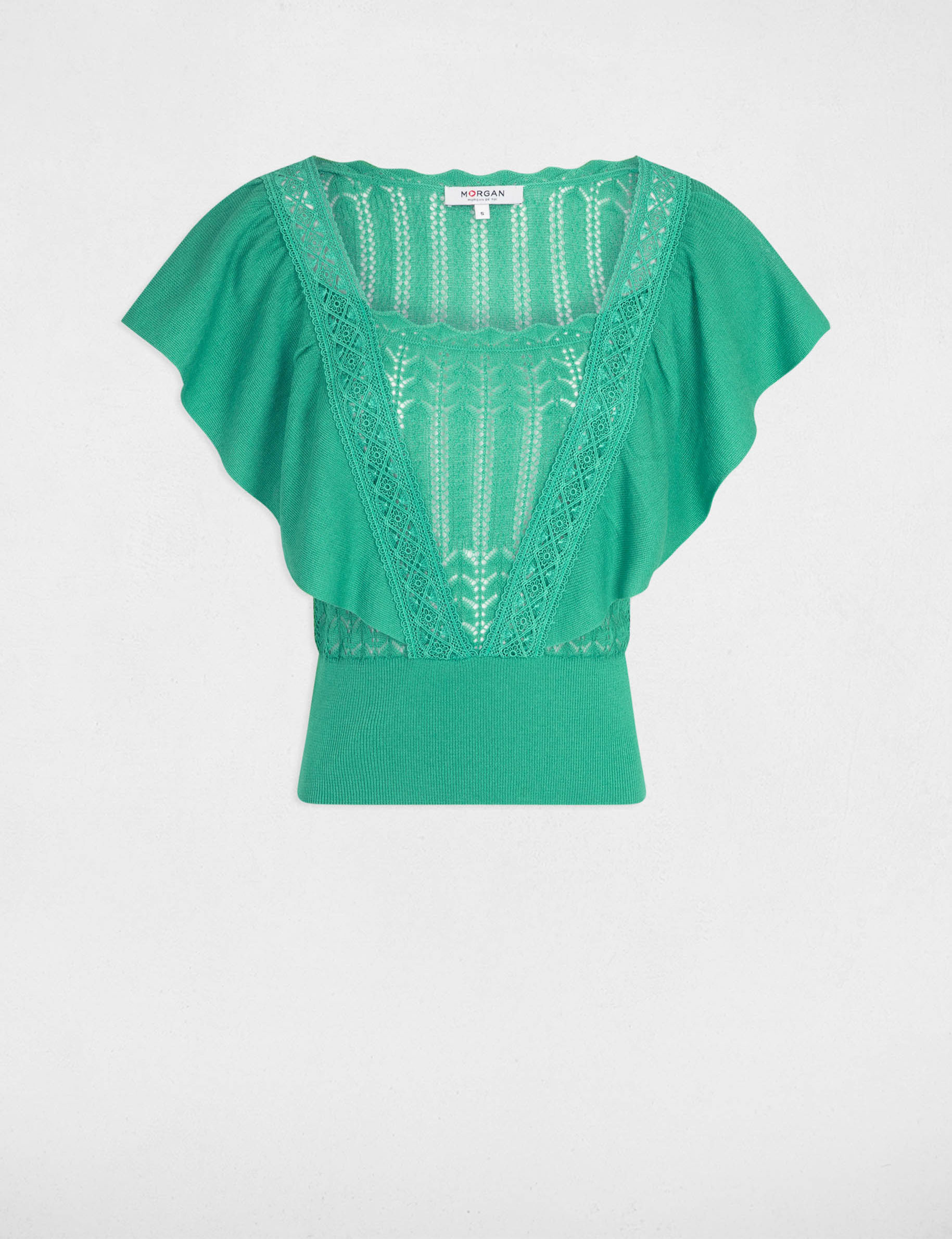 Lace short-sleeved jumper green ladies'