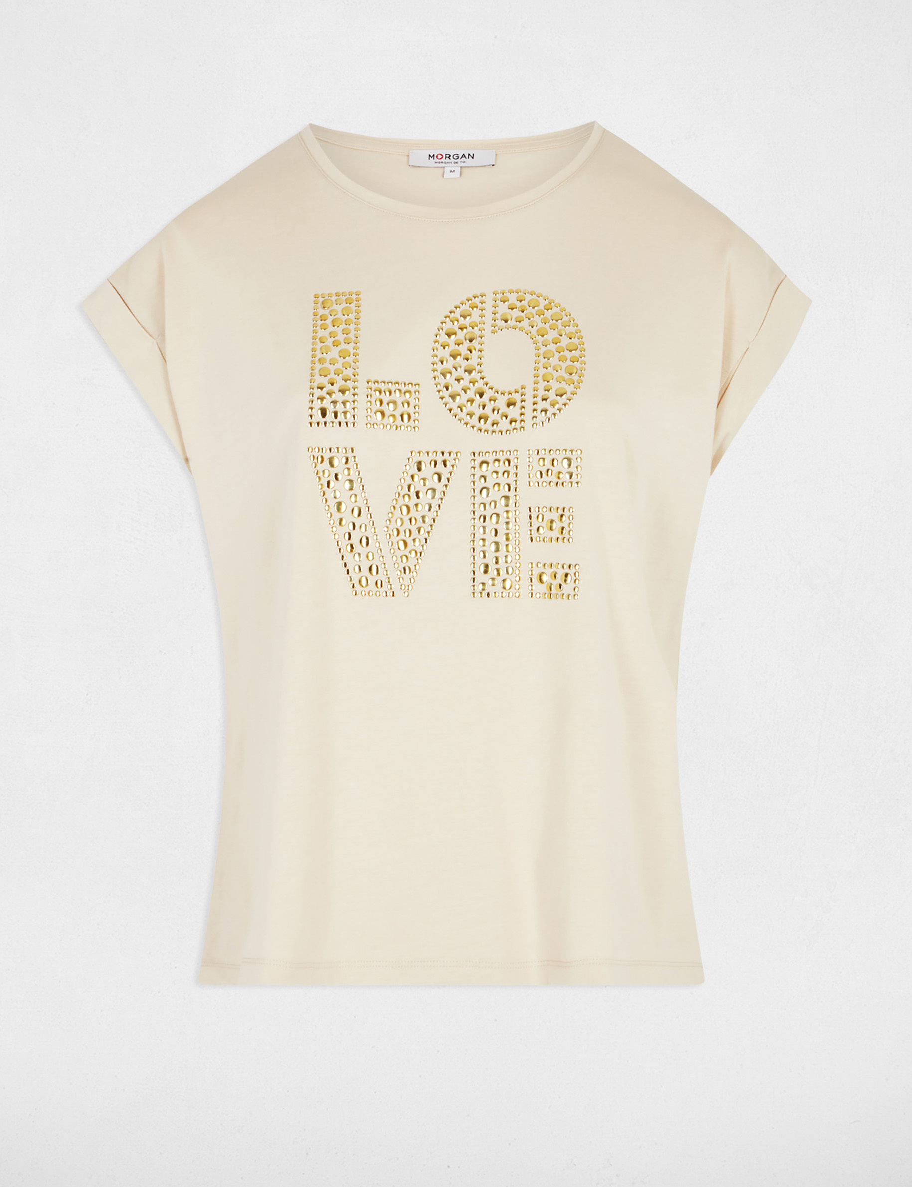 T-shirt with message beige women