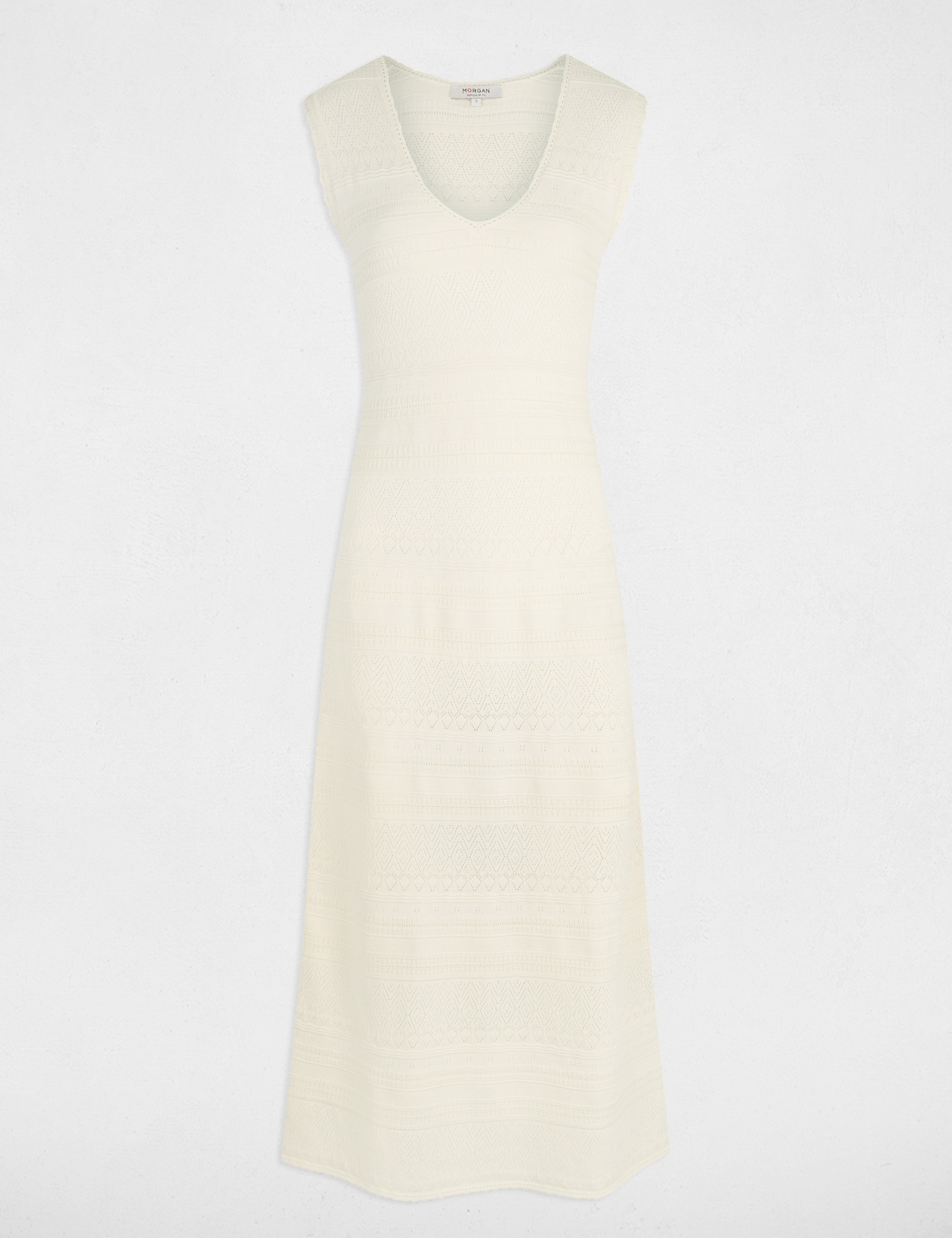 Fitted maxi knitted dress ivory women