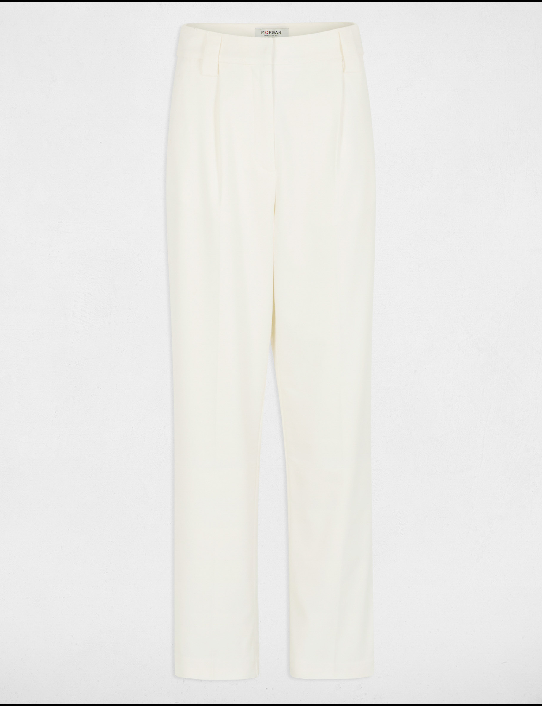 Wide leg trousers with darts ecru women