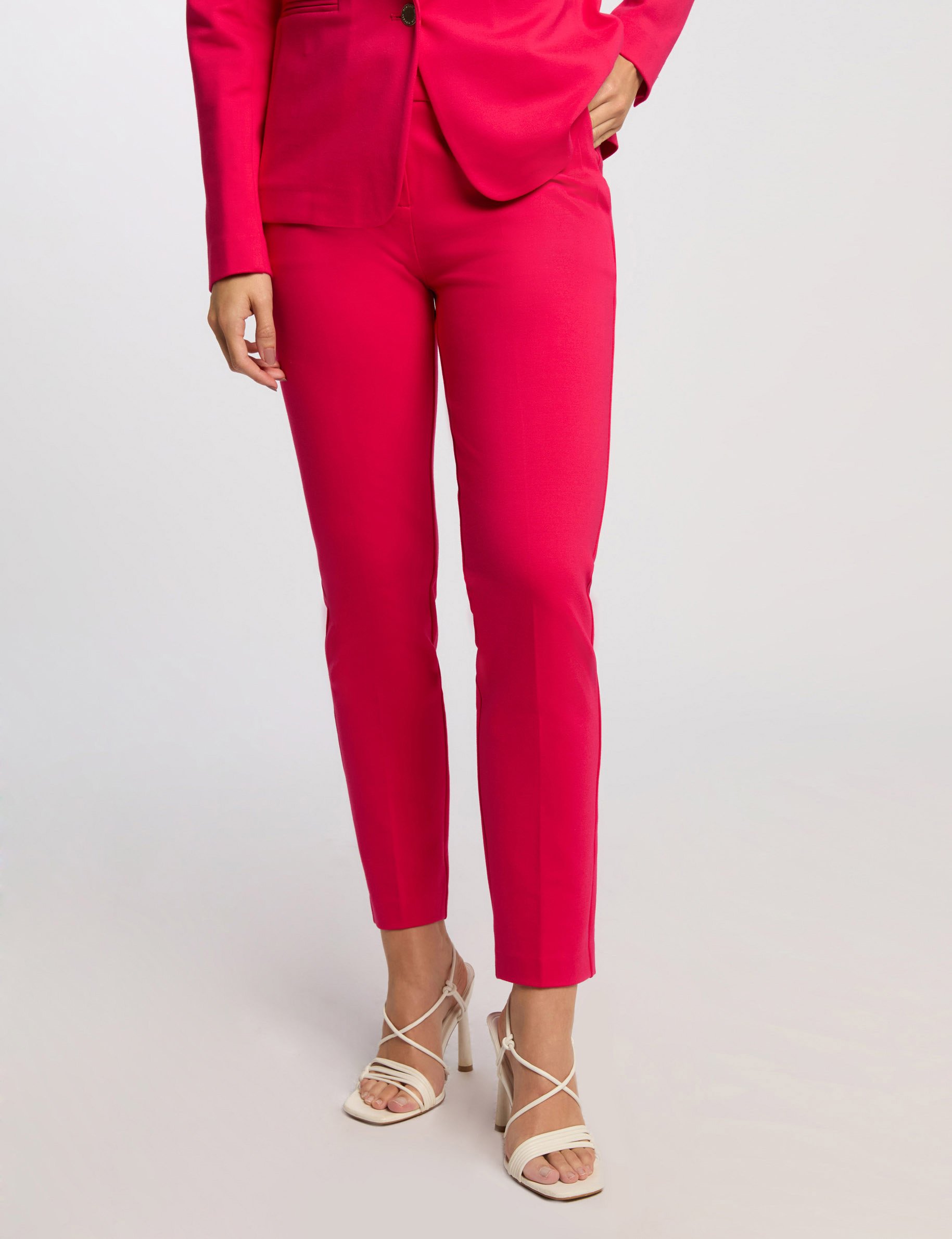 Cigarette trousers with darts raspberry pink women