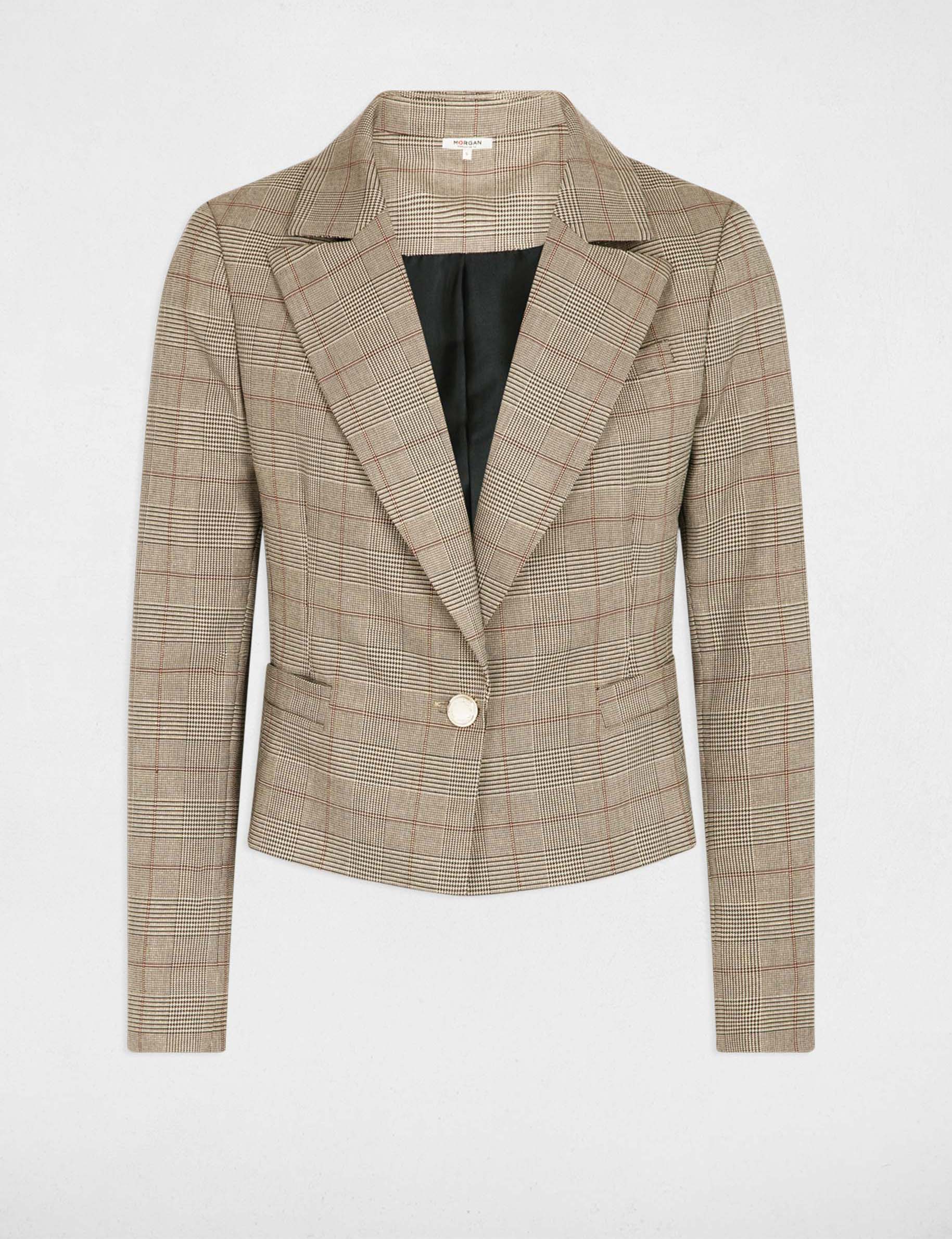 Checked waisted blazer multicolored women