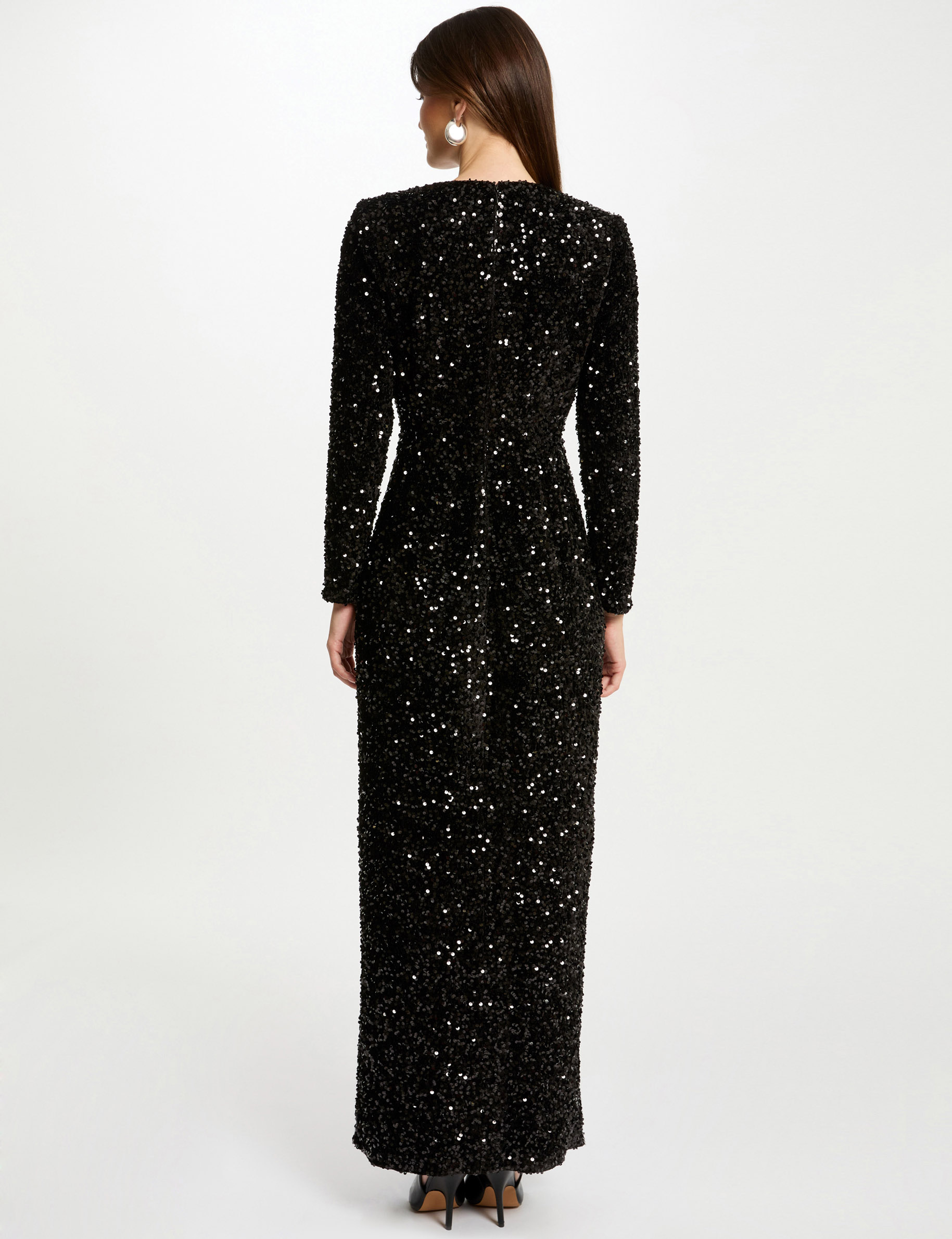 Maxi fitted dress sequins black women