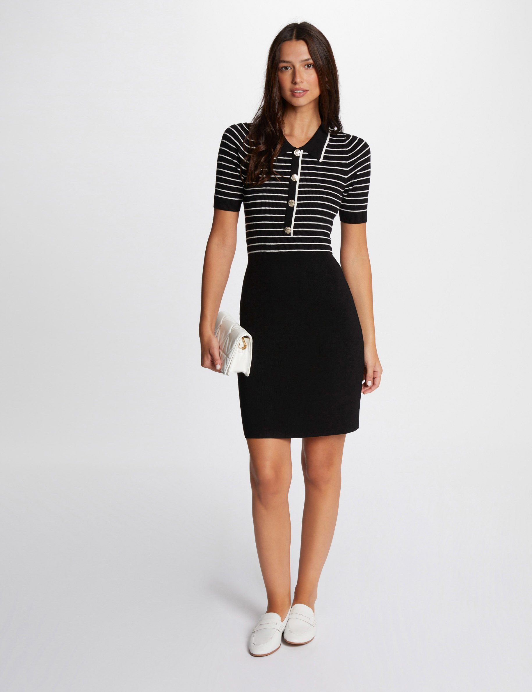 Mini knitted dress stripes black women