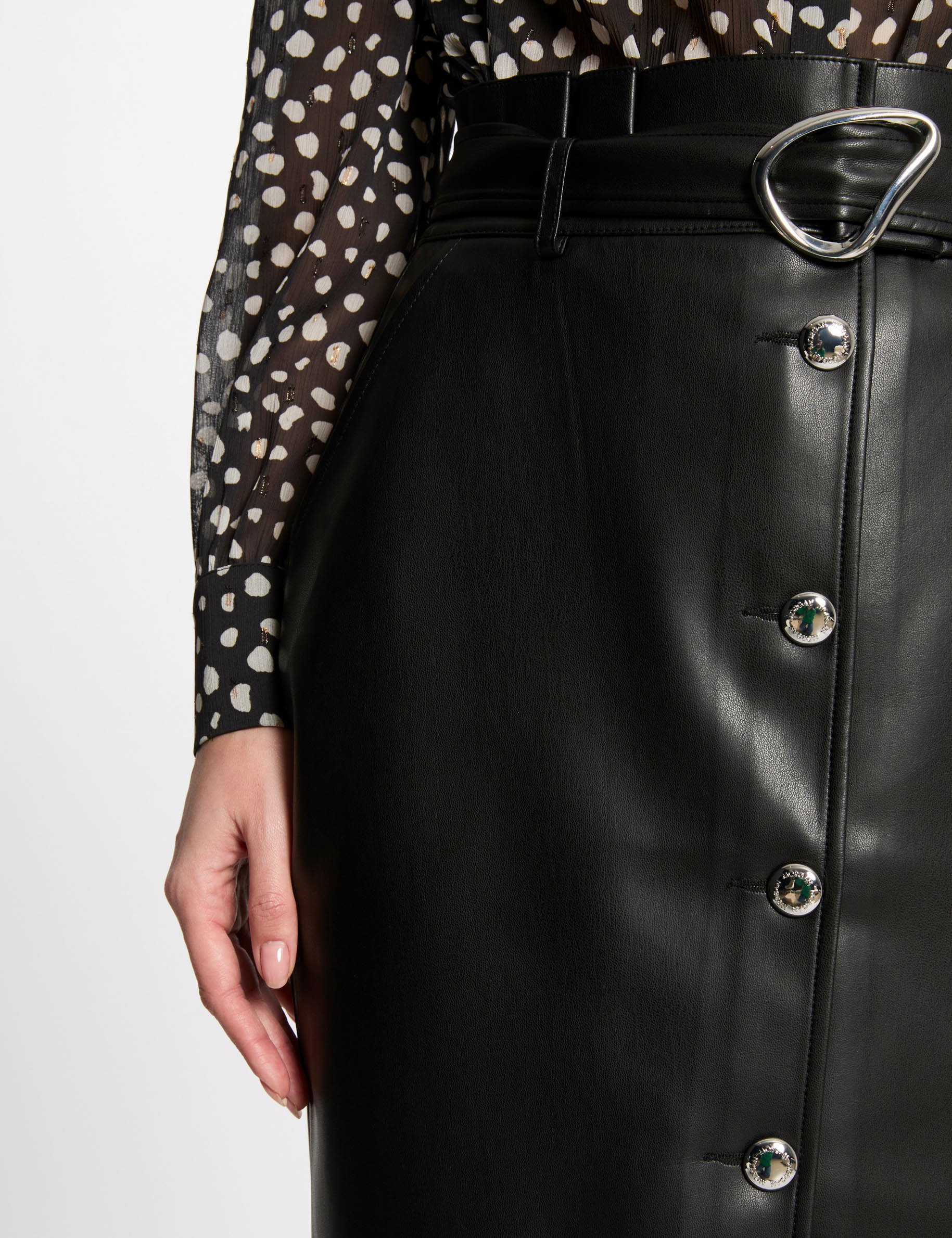 Faux leather pencil skirt black women