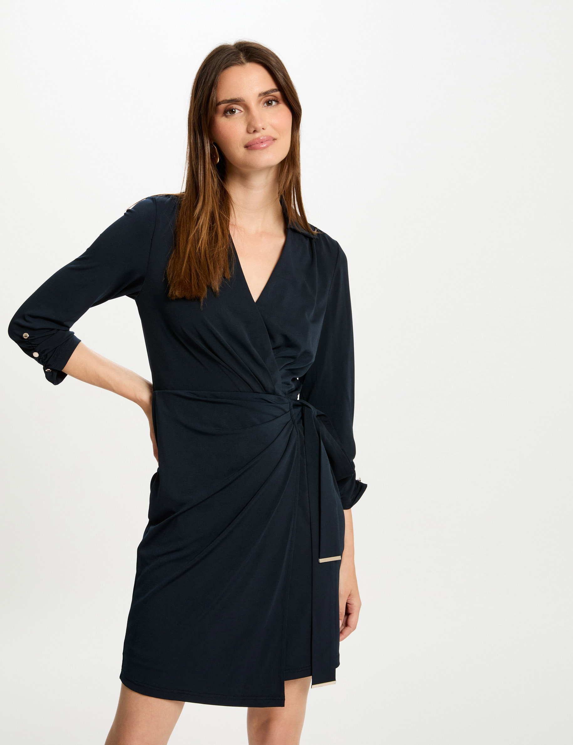 Robe courte ajustée marine femme