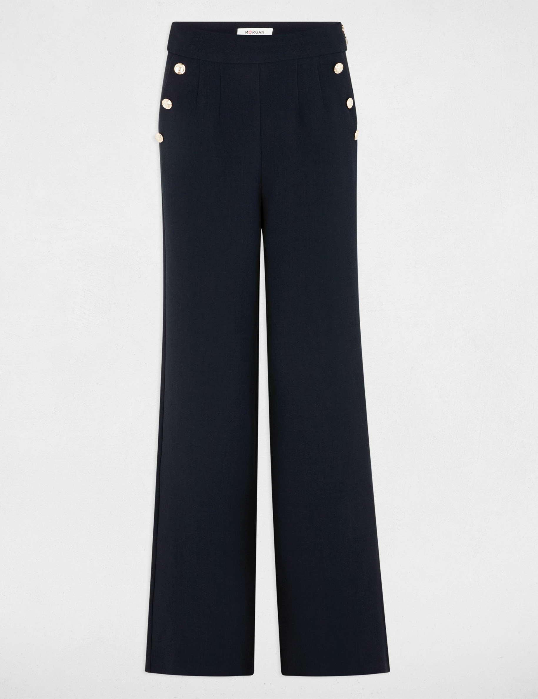 Wide leg trousers with buttons navy blue women