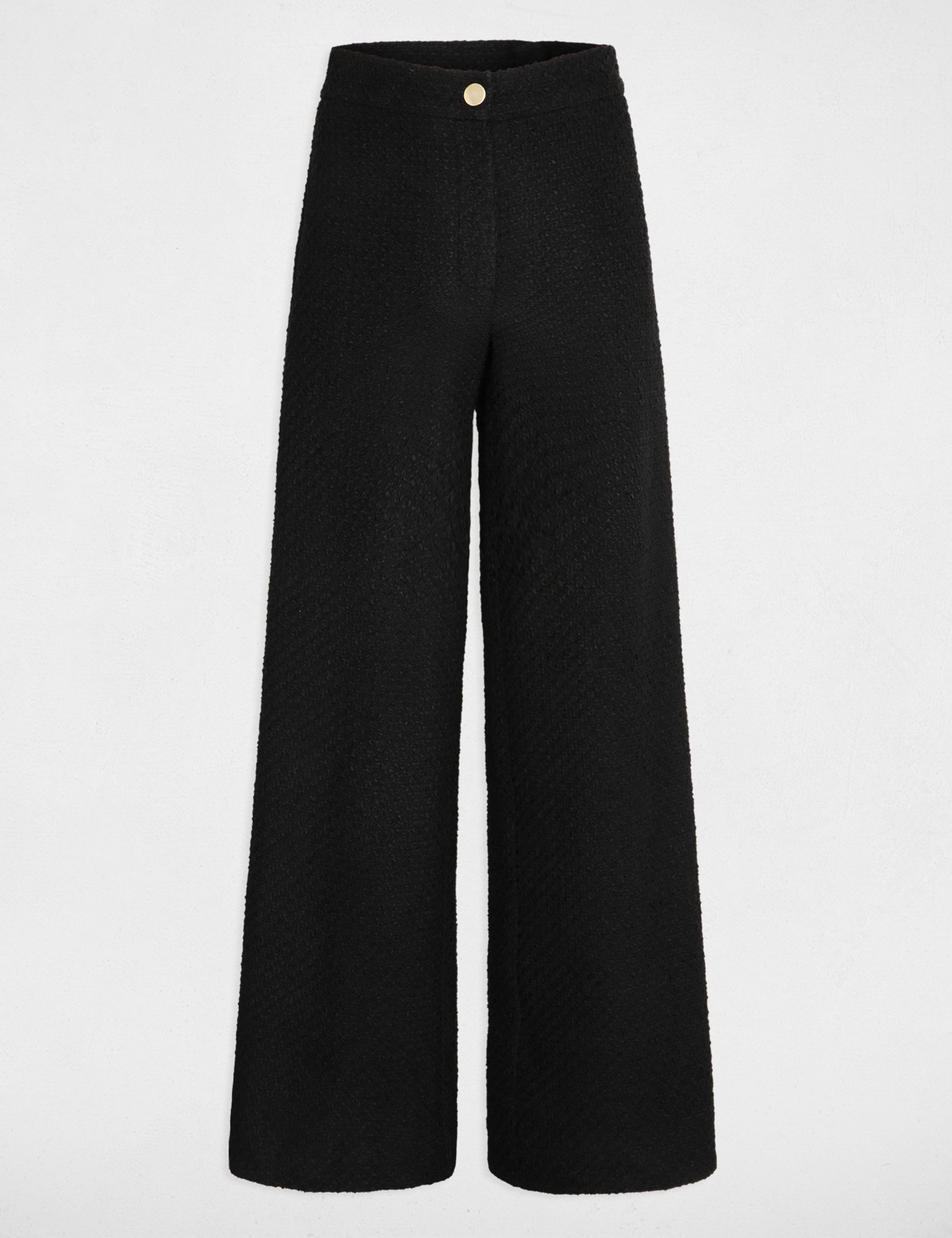 Wide leg tweed trousers black women