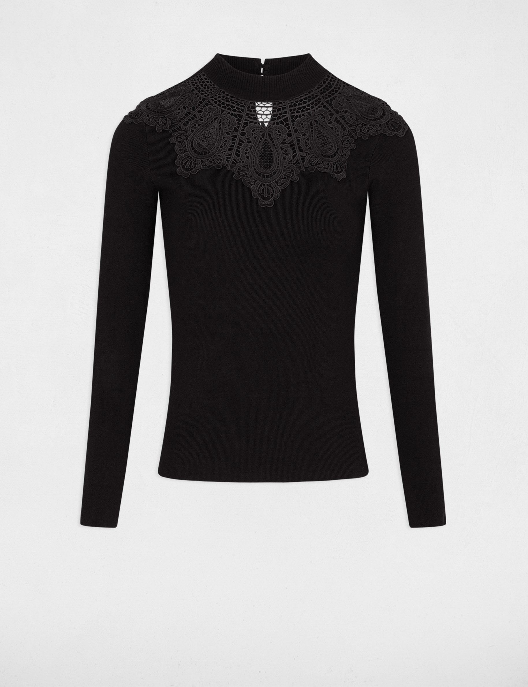 Jumper high collar with lace black women