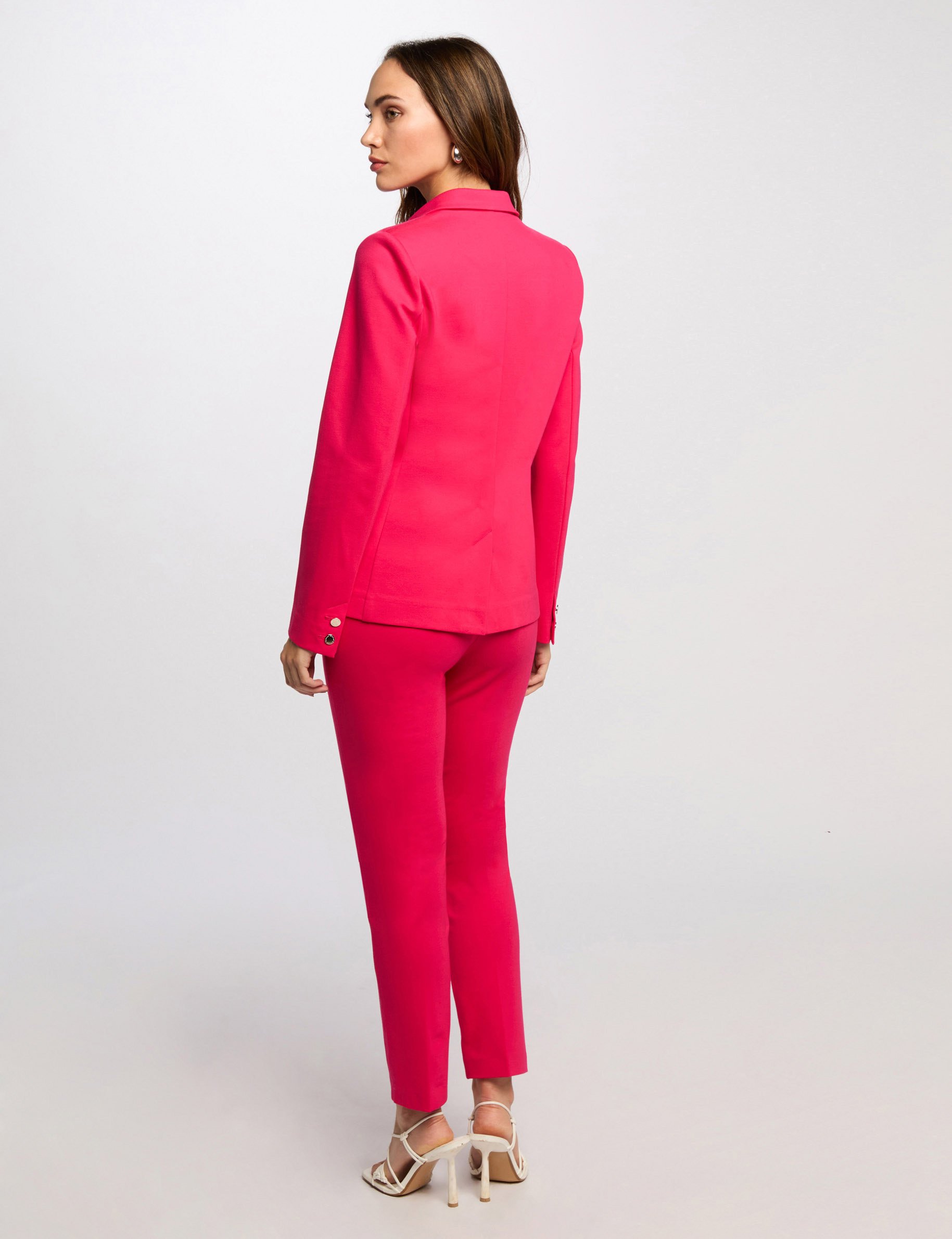 Cigarette trousers with darts raspberry pink women